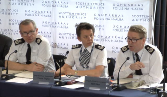 Deputy Chief Constable Will Kerr (right) speaking at the Scottish Police Authority's board meeting