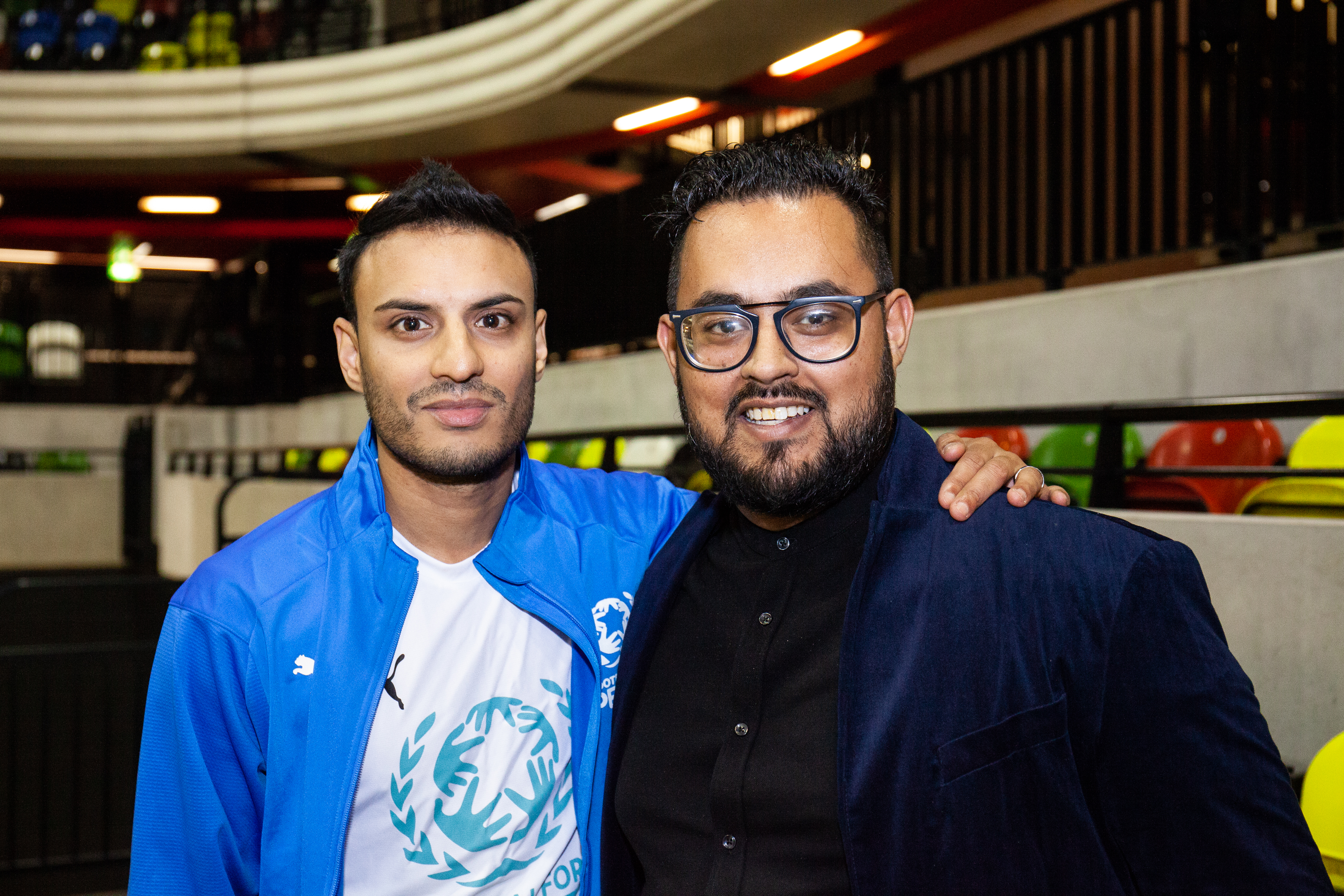 Former Northampton Town and Arsenal youth player Kashif Siddiqi with Obayed Hussain 