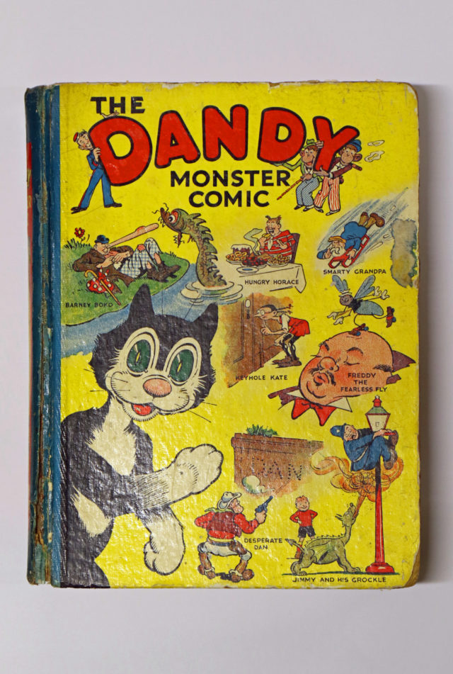 A copy of the first ever Dandy annual, published in 1938, is to be auctioned at Keys Fine Art Auctioneers in Aylsham, Norfolk. (Andy Newman/ PA)