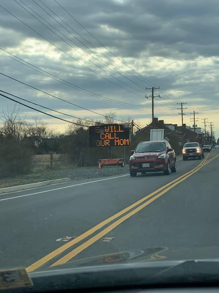 A police road sign