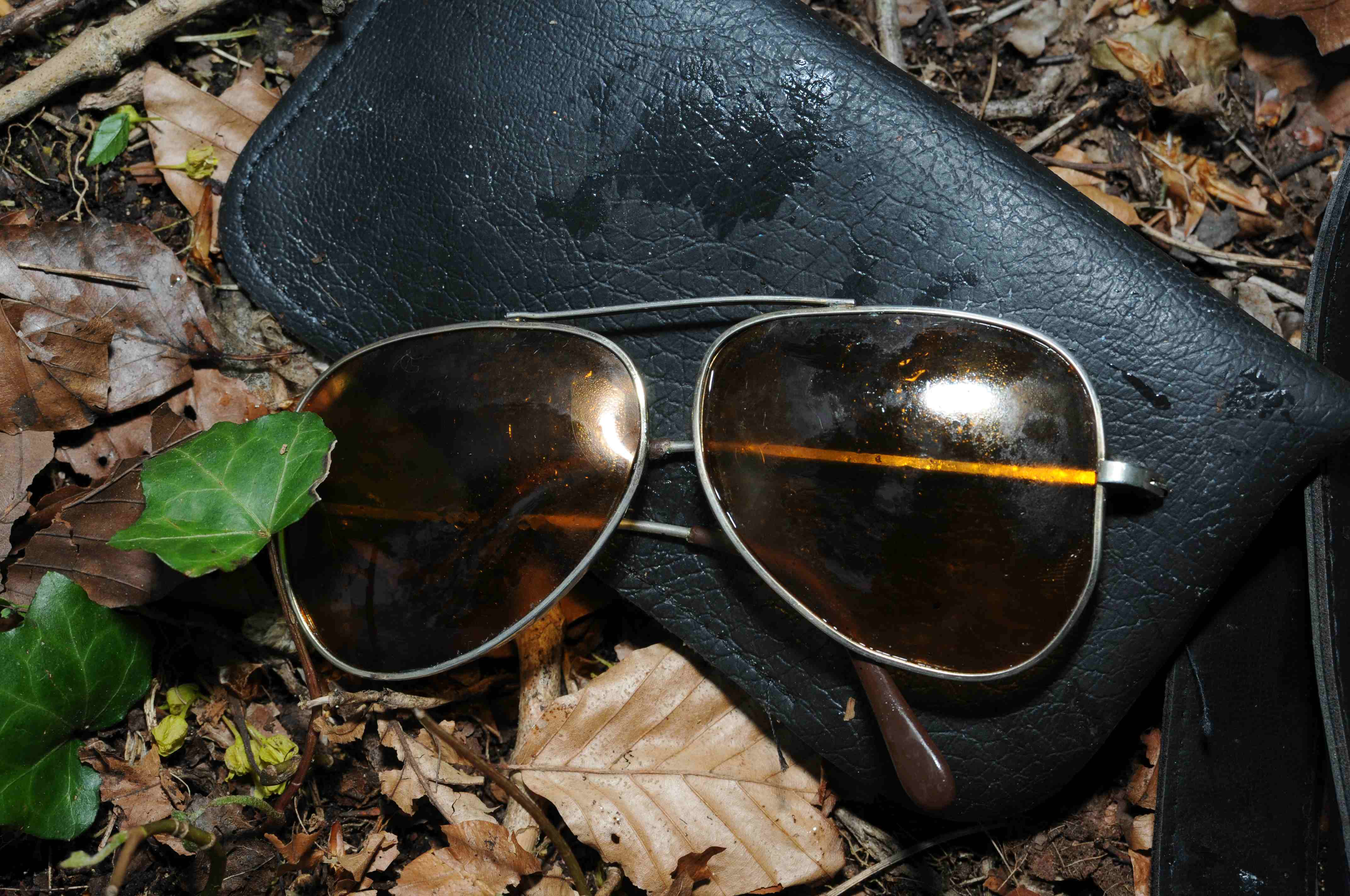 Will this pair of aviator sunglasses put a name to the face of a man found dead in the Cotswolds (Gloucestershire Police/PA).