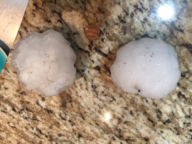 Some of the baseball-sized hailstones