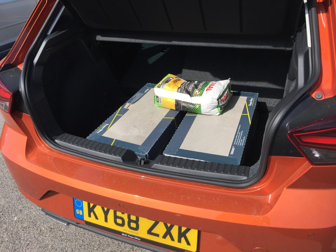 The Ibiza's boot was larger enough for several boxes of tiles