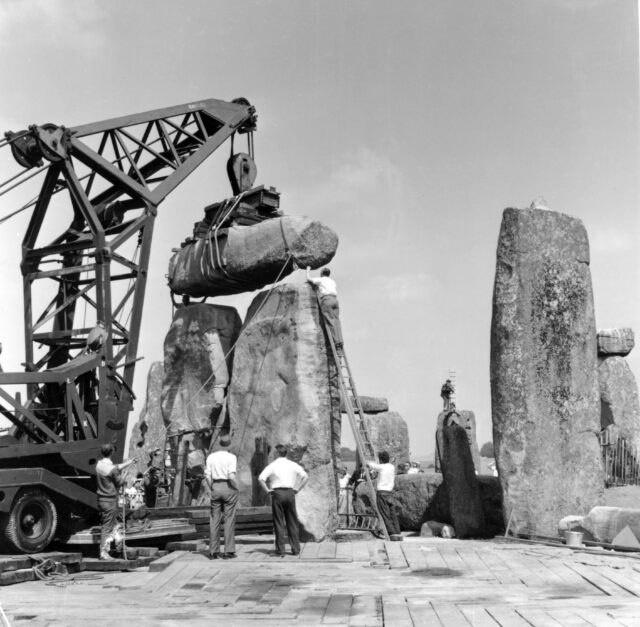 The core was taken during work to raise one of the iconic fallen 'trilithons' in the 1950s (Historic England/PA)
