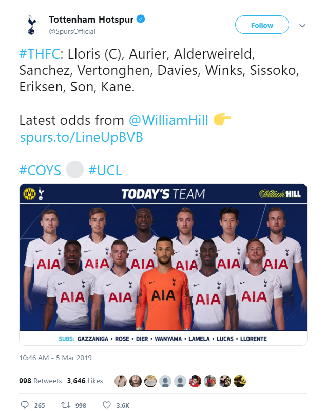 The Tottenham Hotspur/William Hill ad. (ASA/PA)