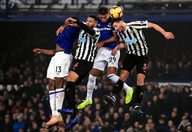 An aerial battle royale between Everton and Newcastle