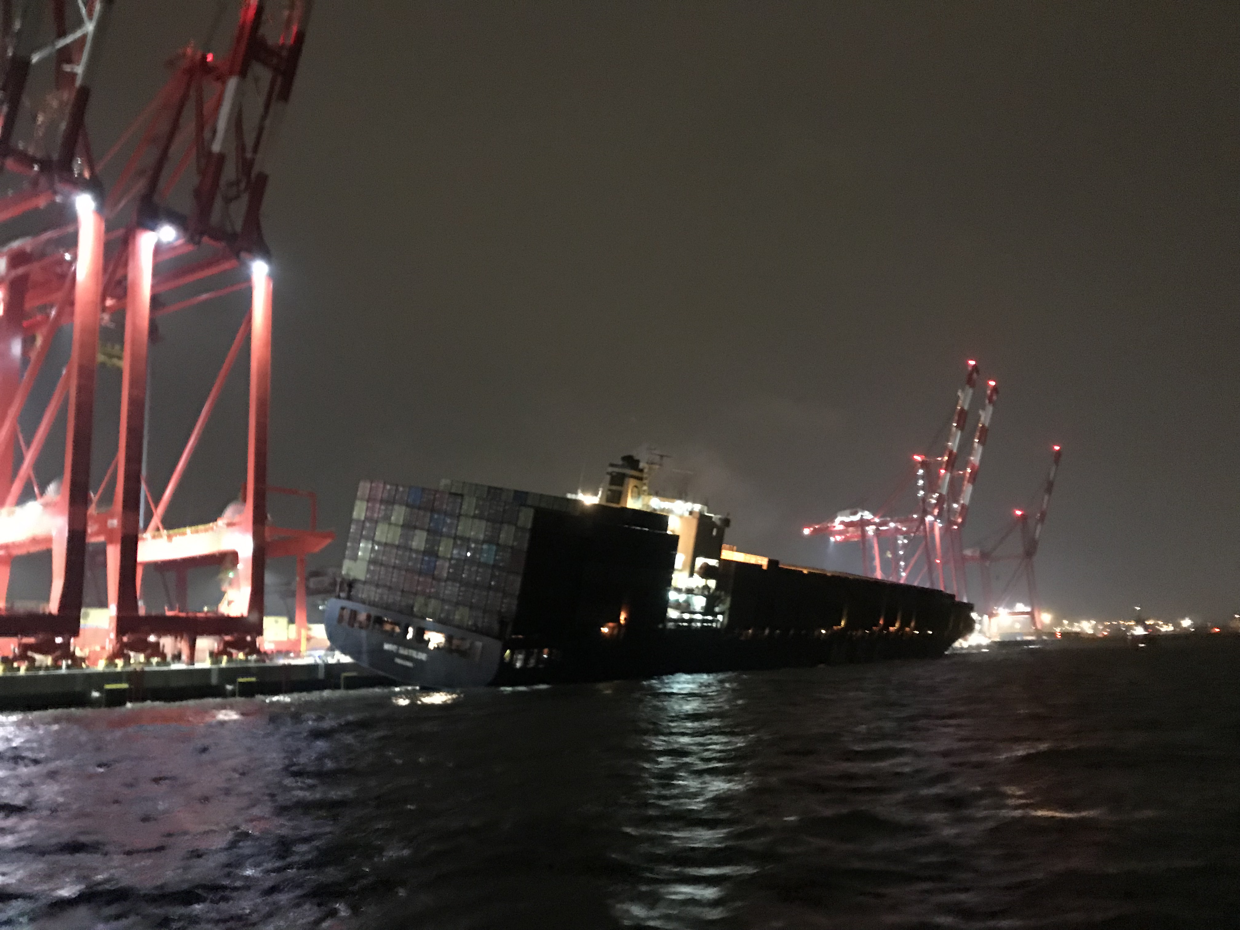 The boat tipping in the Liverpool harbour