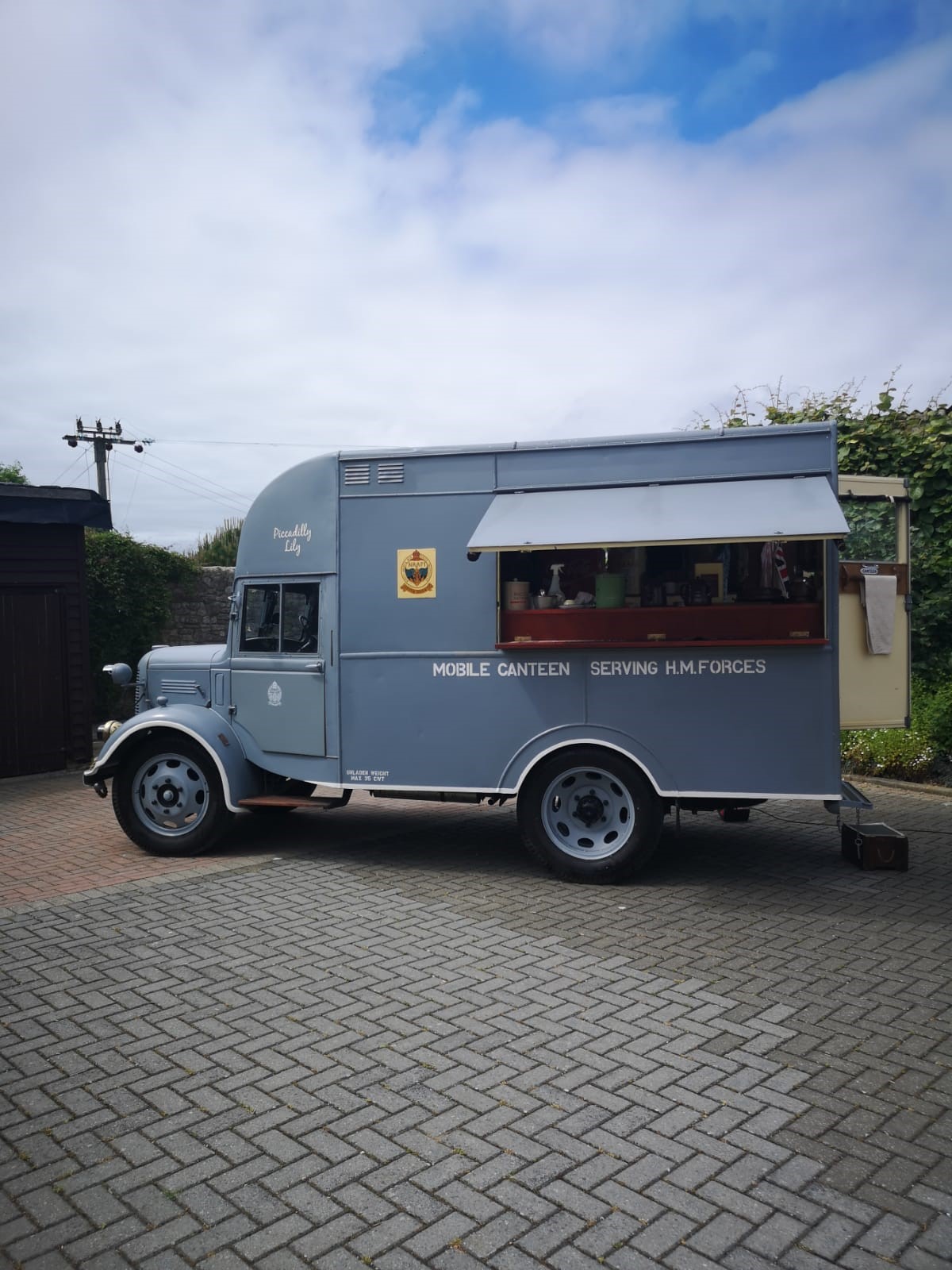 A World War Two NAAFI van, which will house a television showing the 2019 Champions League final at Paul Tucker's wedding