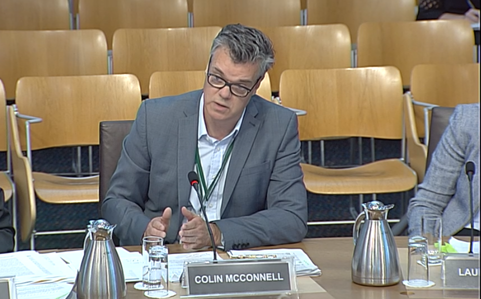 Colin McConnell, chief executive of the Scottish Prison Service, giving evidence to Holyrood's Justice Committee (Scottish Parliament/PA)