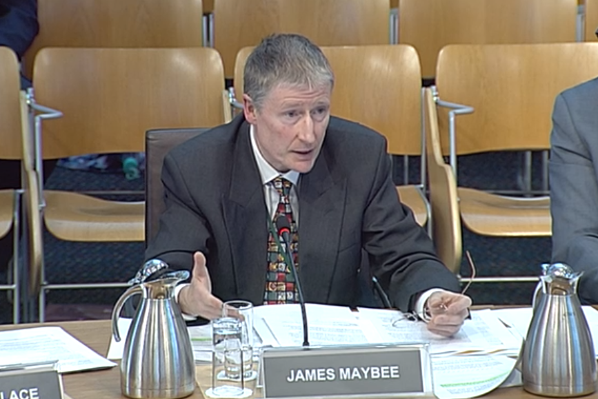 James Maybee, from Social Work Scotland, giving evidence to Holyrood's Justice Committee (Scottish Parliament/PA)
