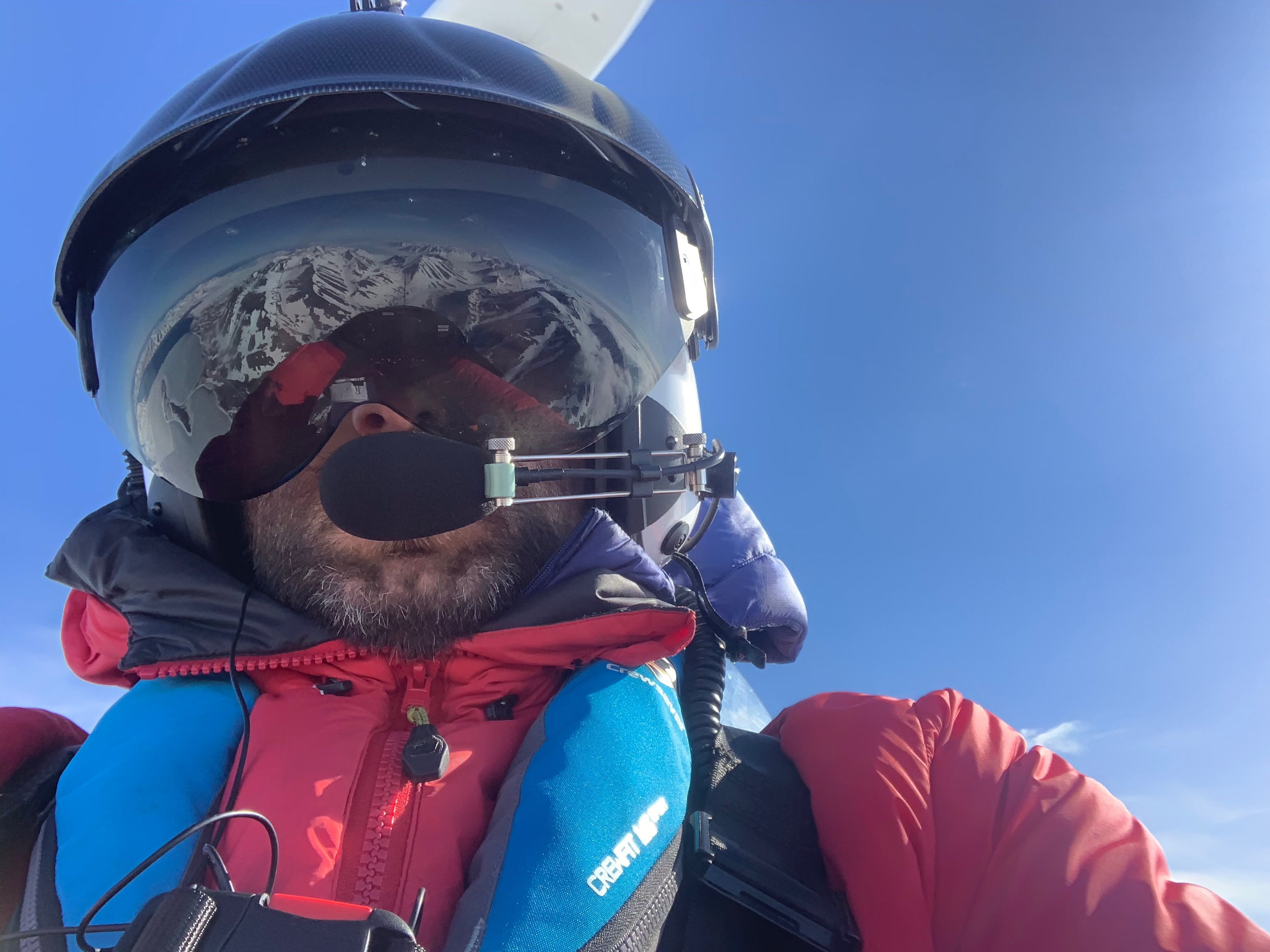 James Ketchell flying over Russian mountains