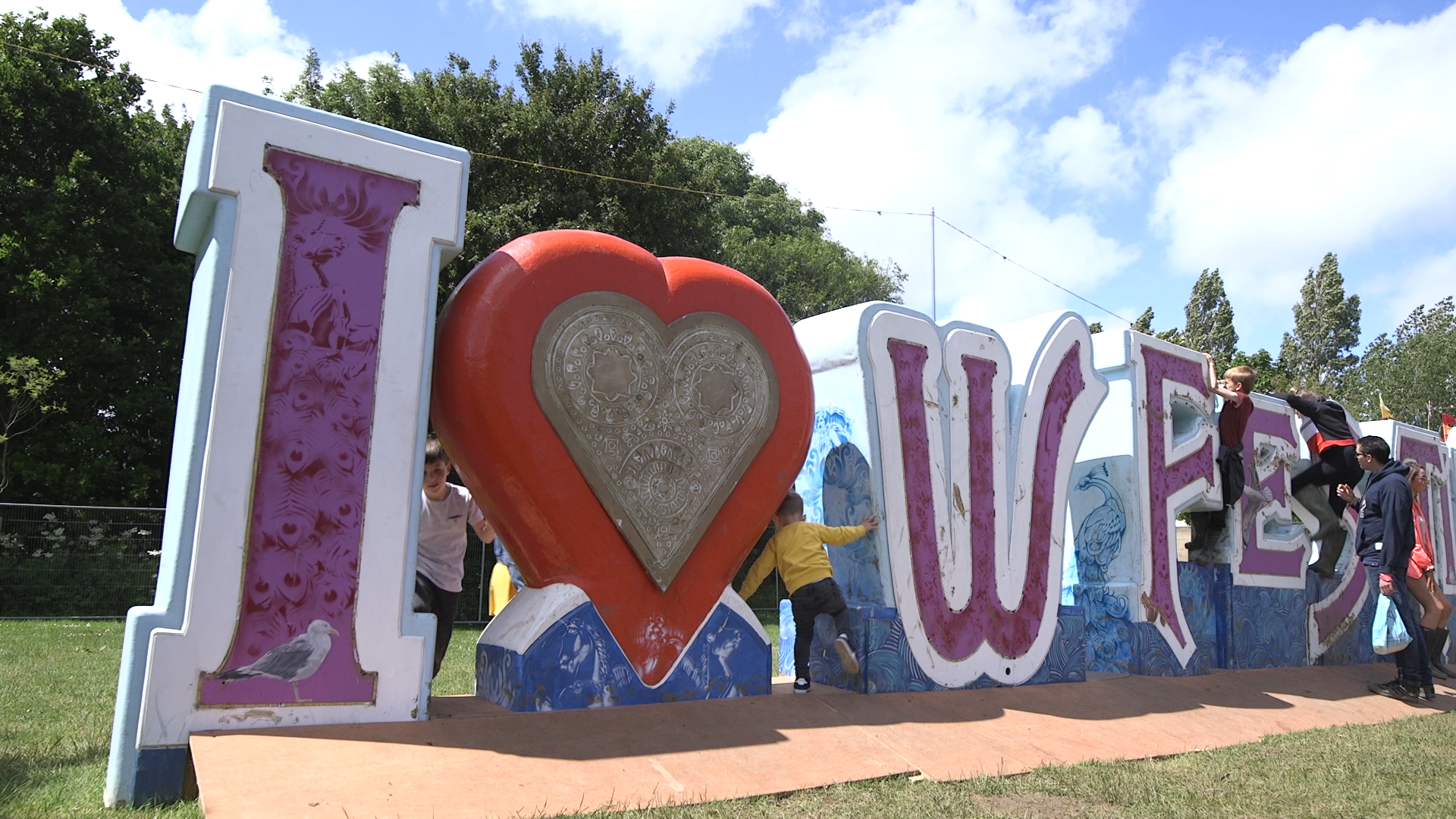 A sign at the Isle of Wight Festival