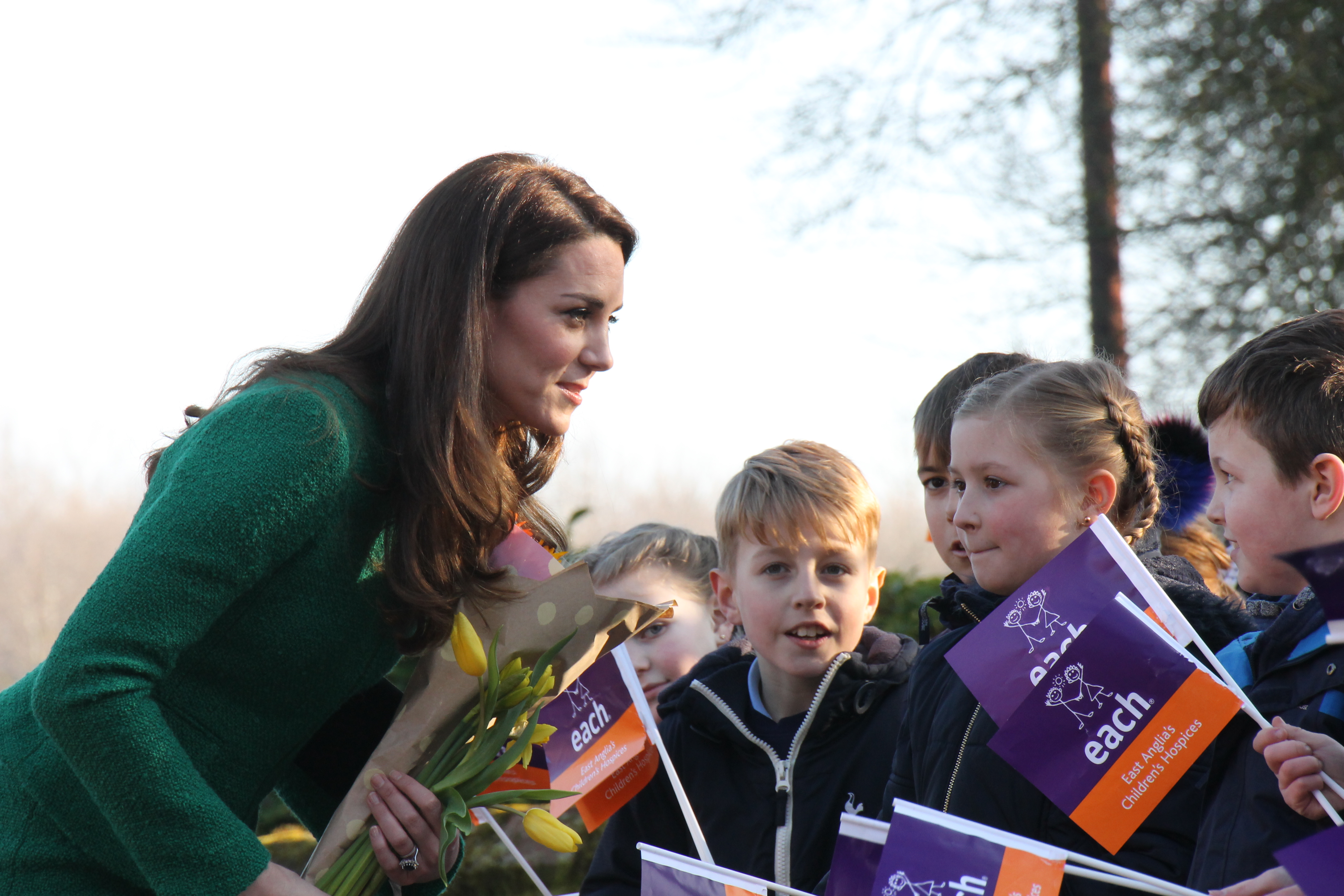 The Duchess of Cambridge meets schoolchildren on a previous visit to an EACH hospice (East Anglia's Children's Hospices/PA)