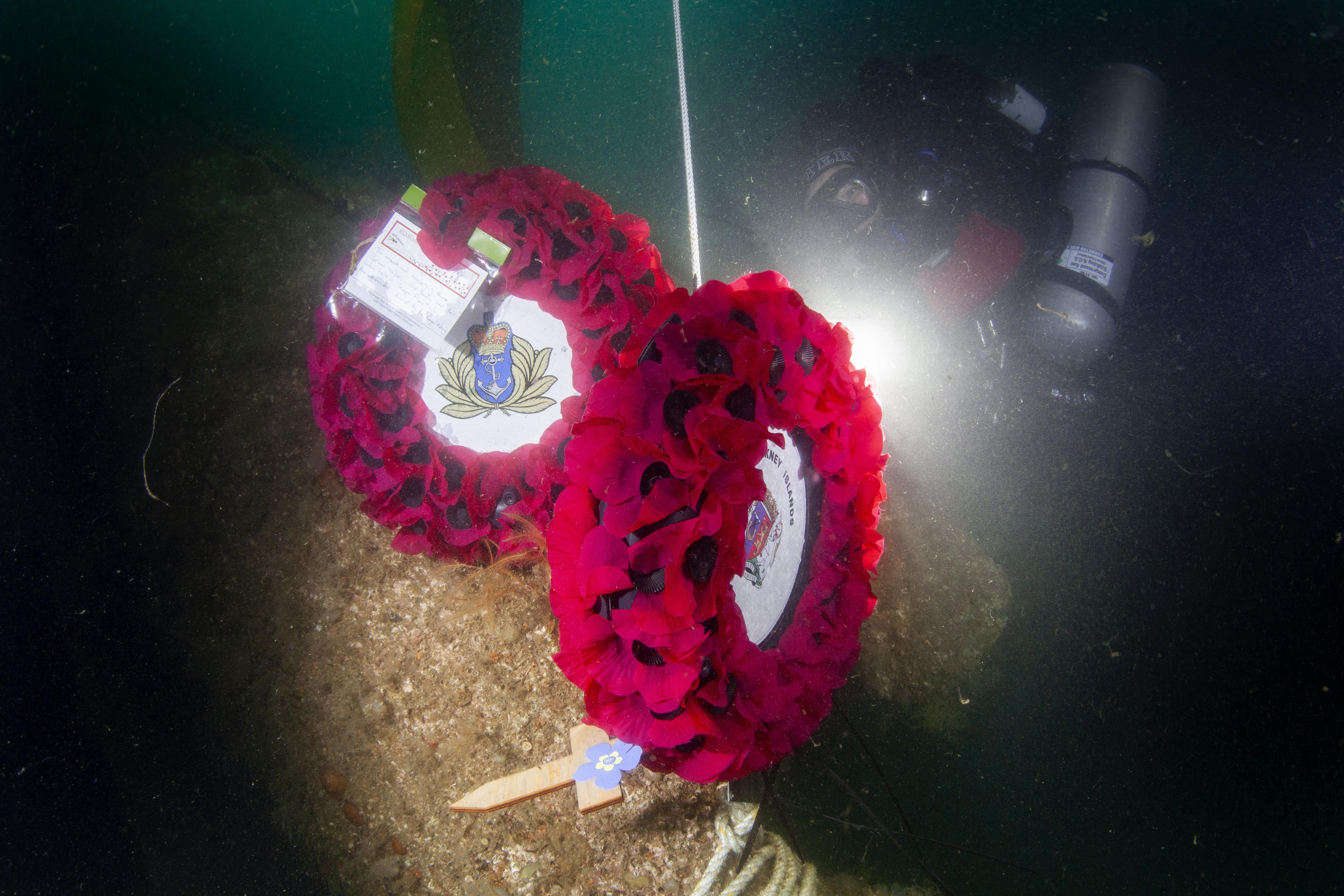 Wreath laid at the bow on the Dresden