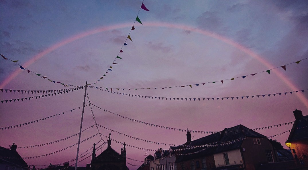 Brighton Word in Rainbow Colours Lights East Sussex Peir Blue Sky