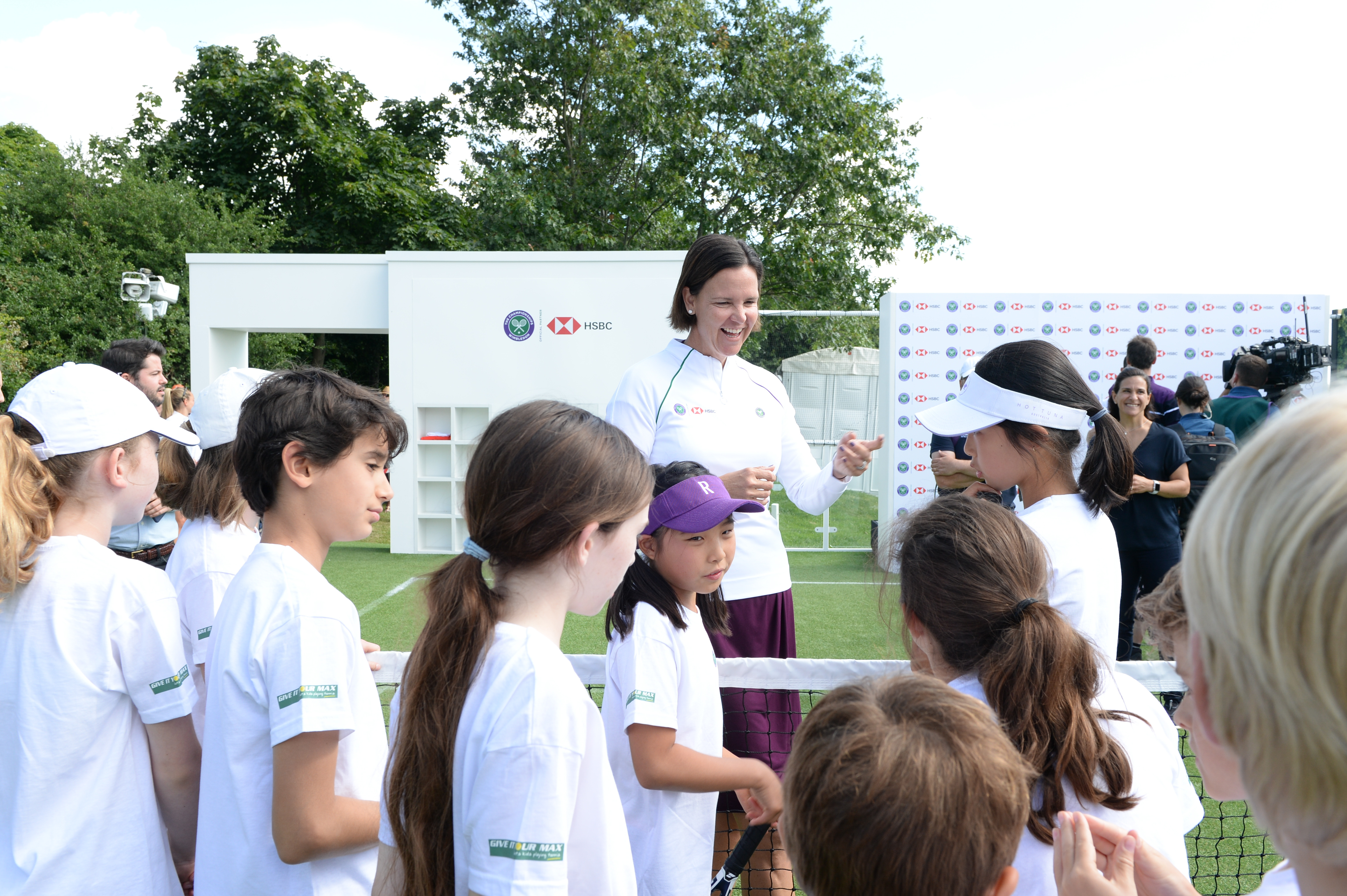 HSBC ambassador Lindsay Davenport meets schoolchildren at Wimbledon
