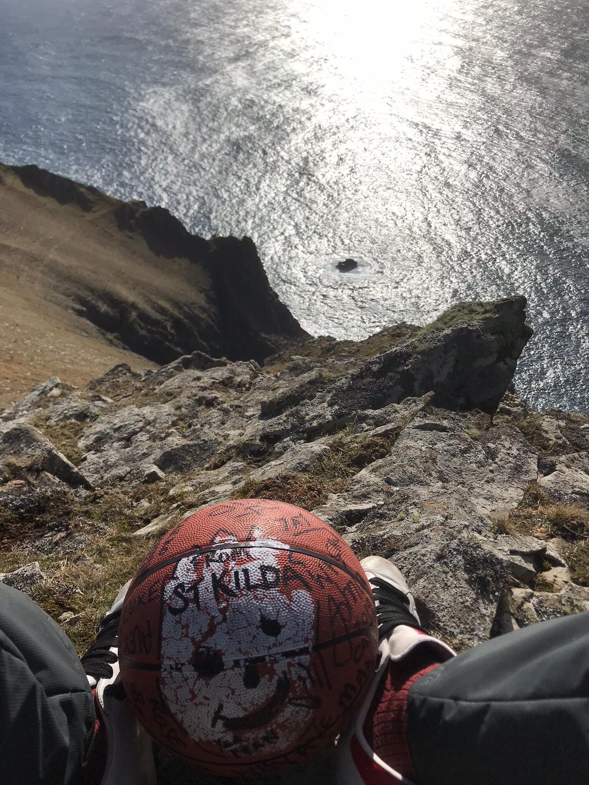 Wilson above a cliff on St Kilda