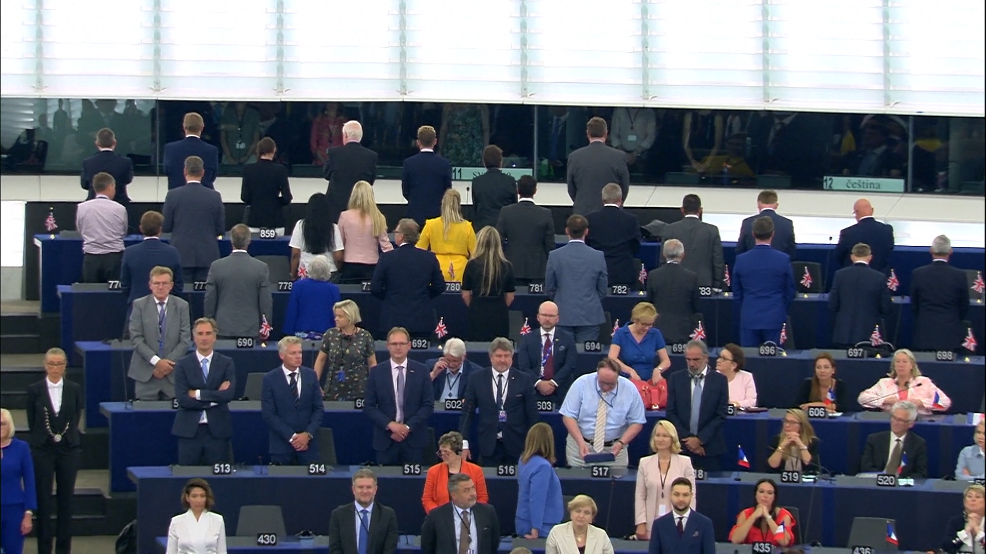 Brexit Party MEPs turned their backs on the EU anthem Ode to Joy on day one of the parliament (EuropaTV/PA)