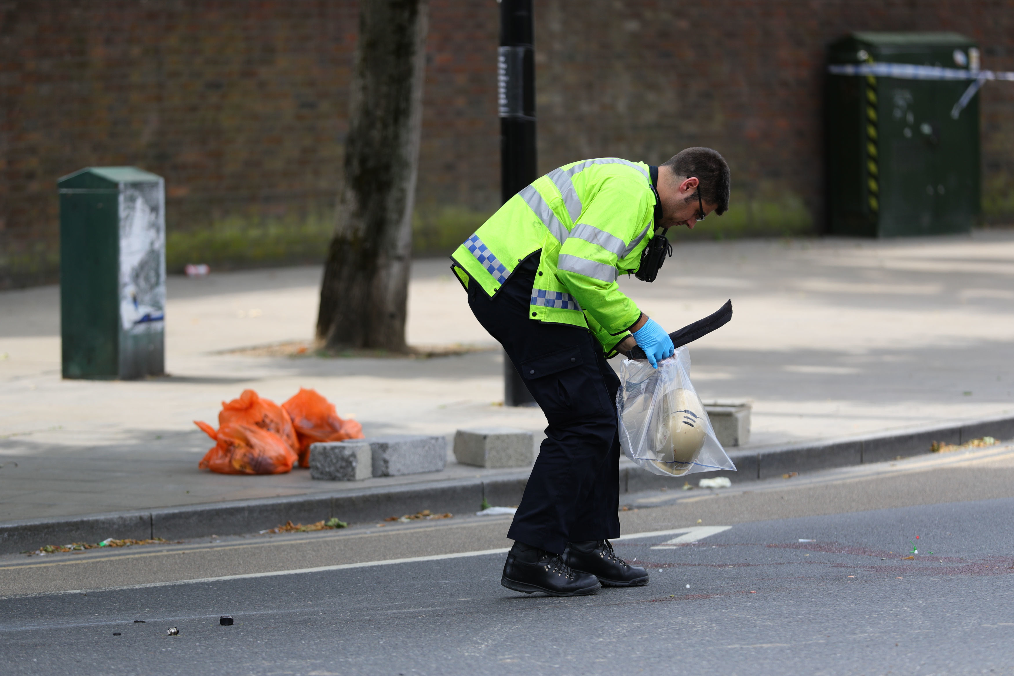 Police at the scene in Battersea