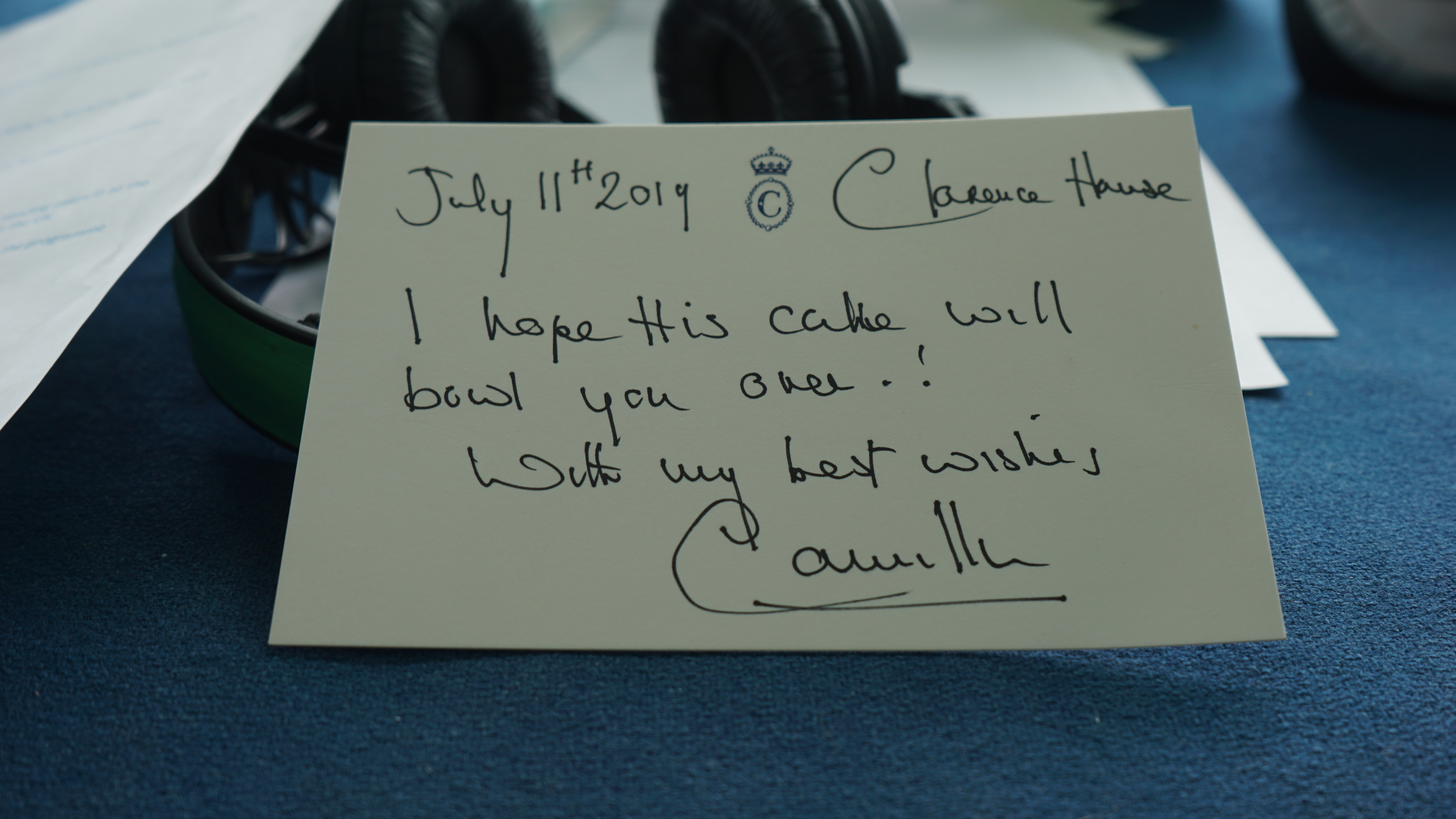 The note from the Duchess of Cornwall