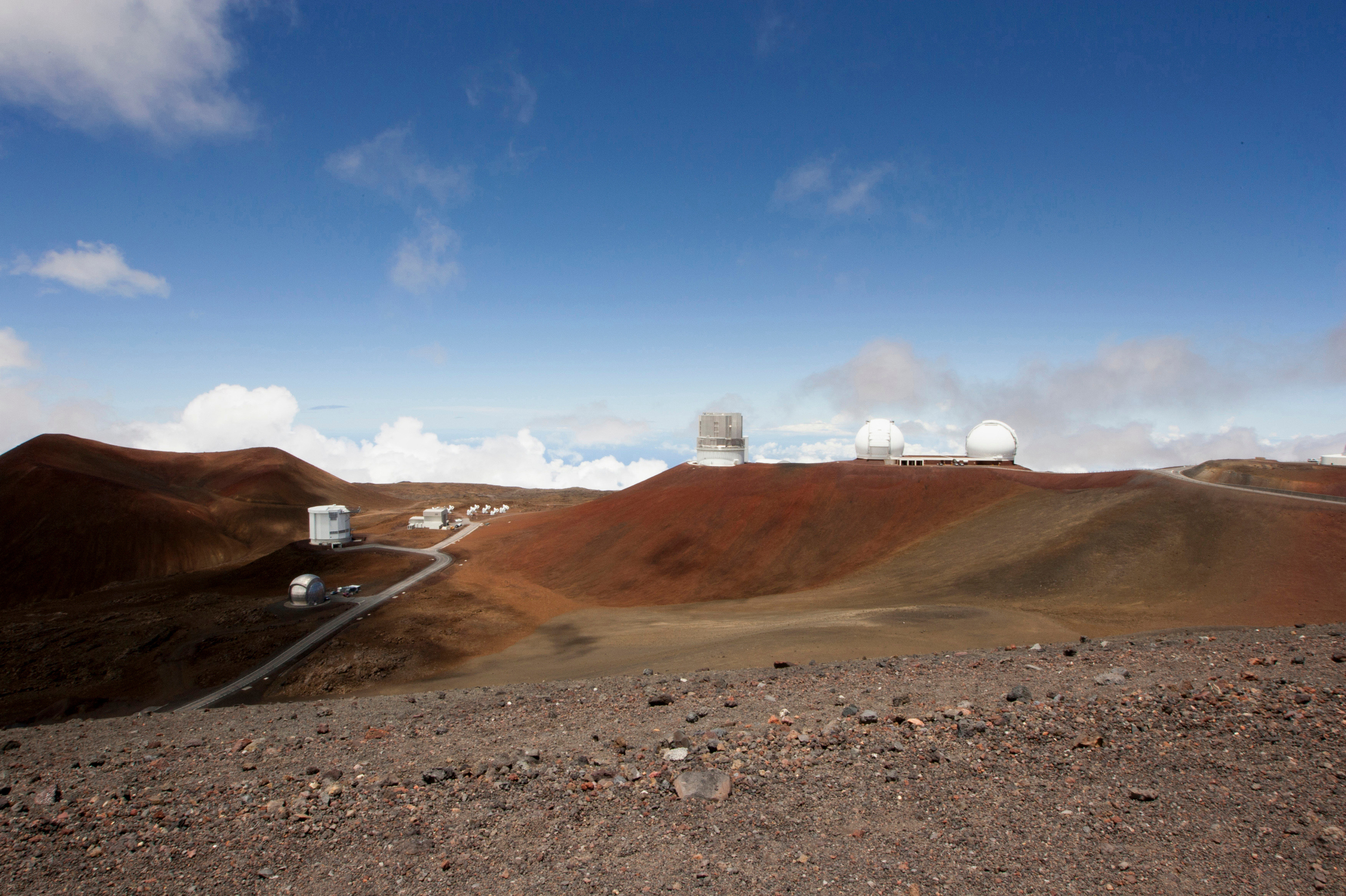 Observatories and telescopes sit at Mauna Kea in 2015