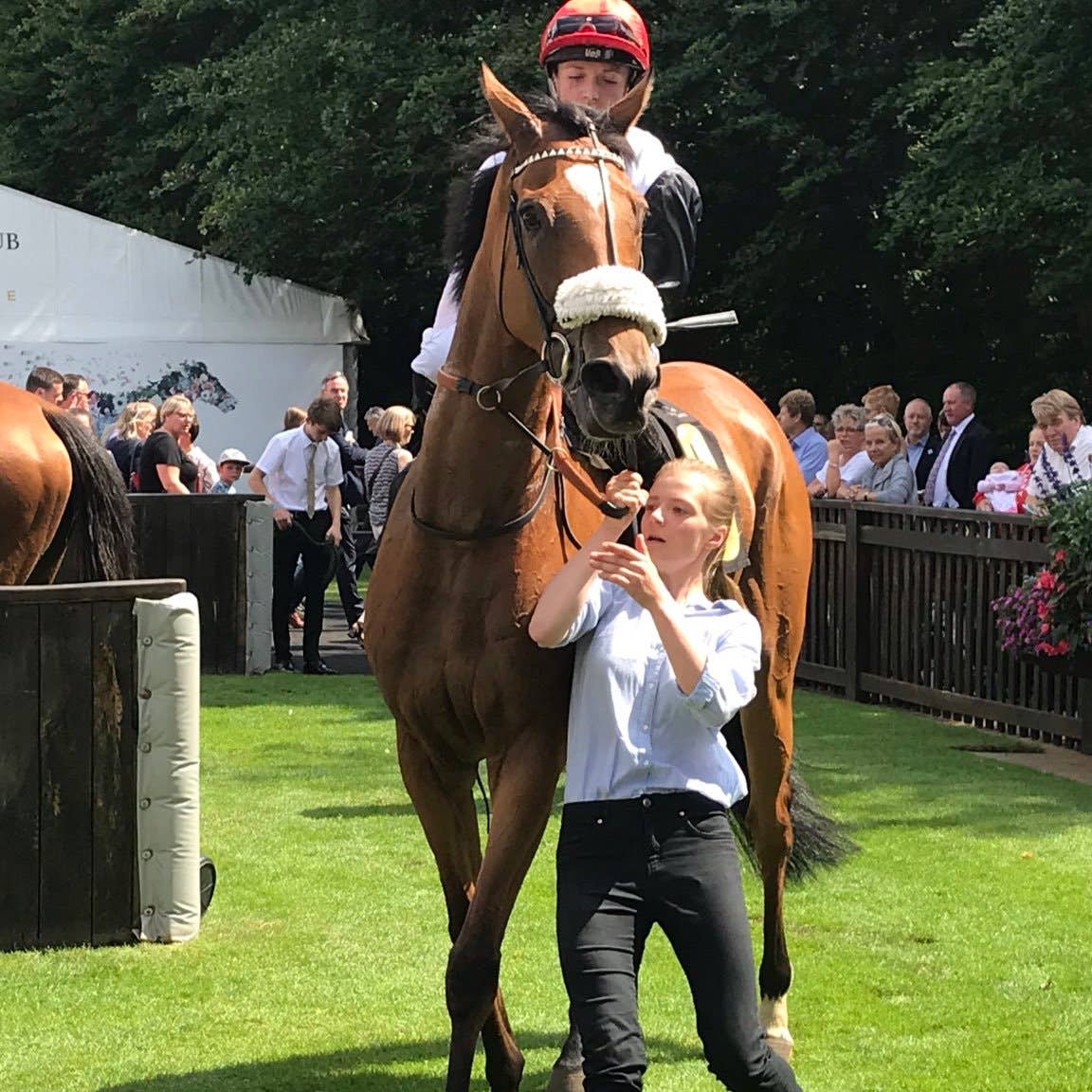 Dame Malliot after winning at Newmarket