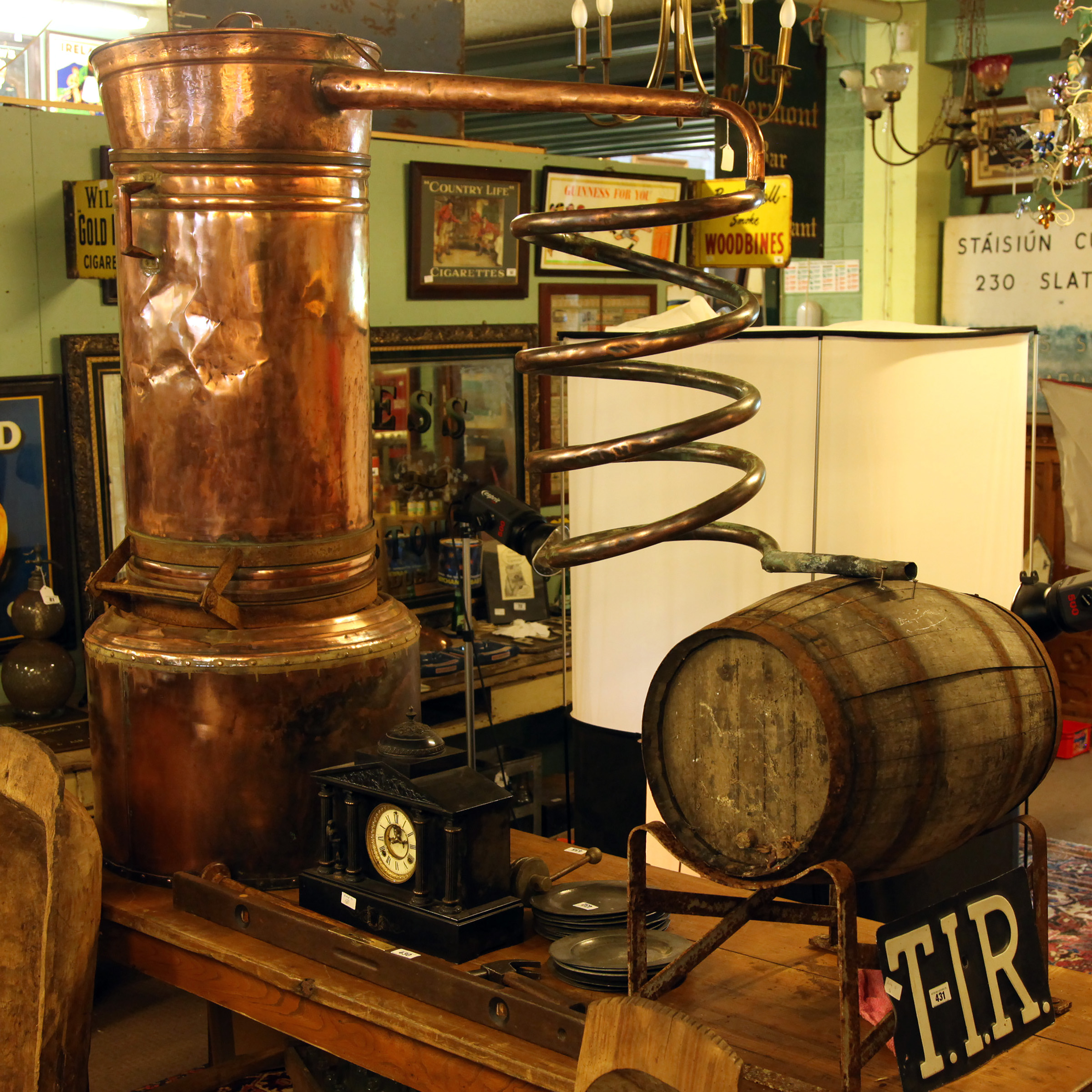 Rare early 20th century large Irish copper whiskey cylinder 