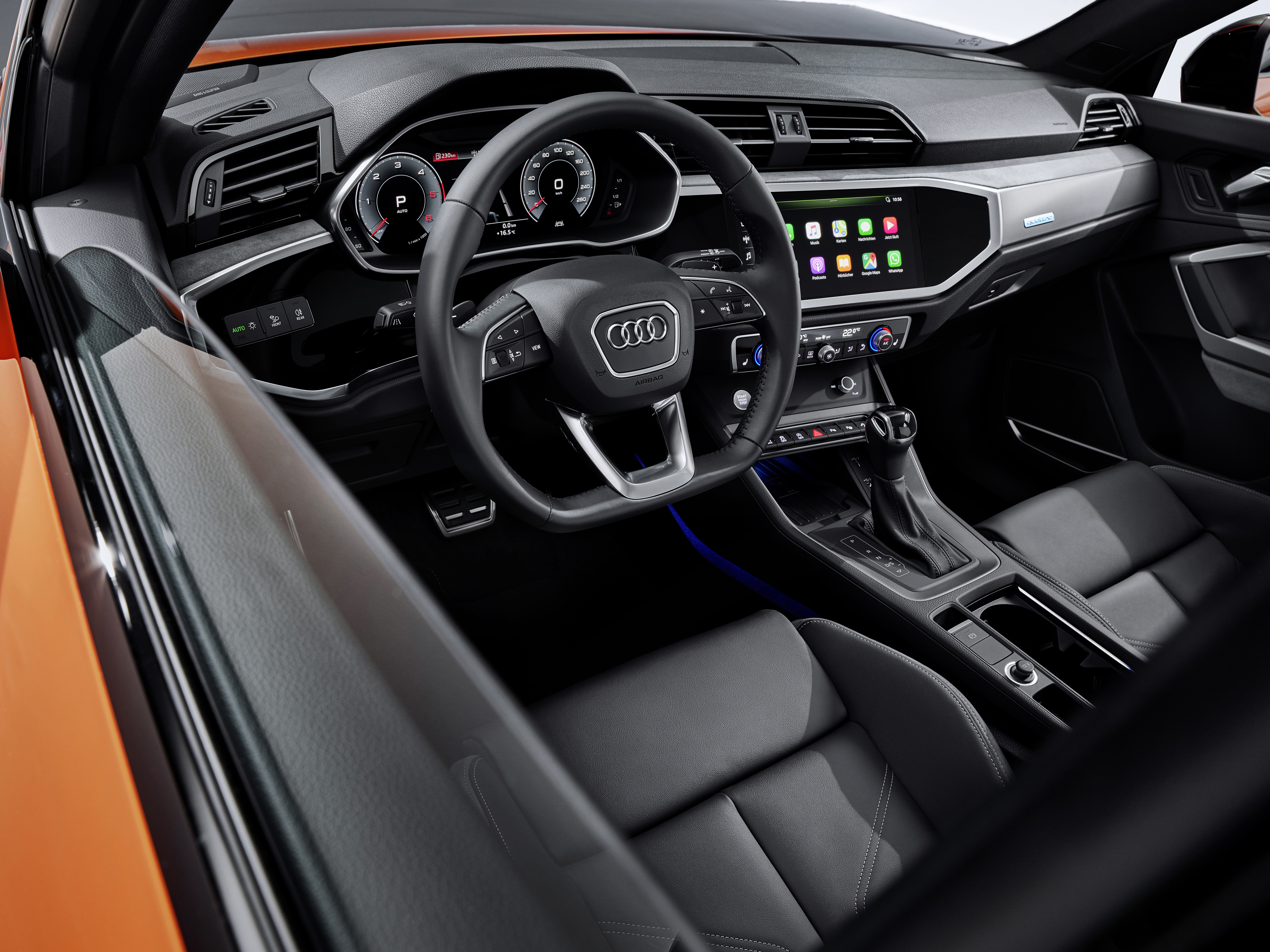 The Sportback's interior is largely the same as the regular Q3's