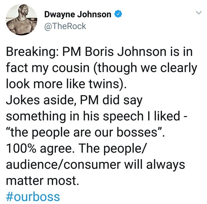Johnson's tweet about Boris Johnson