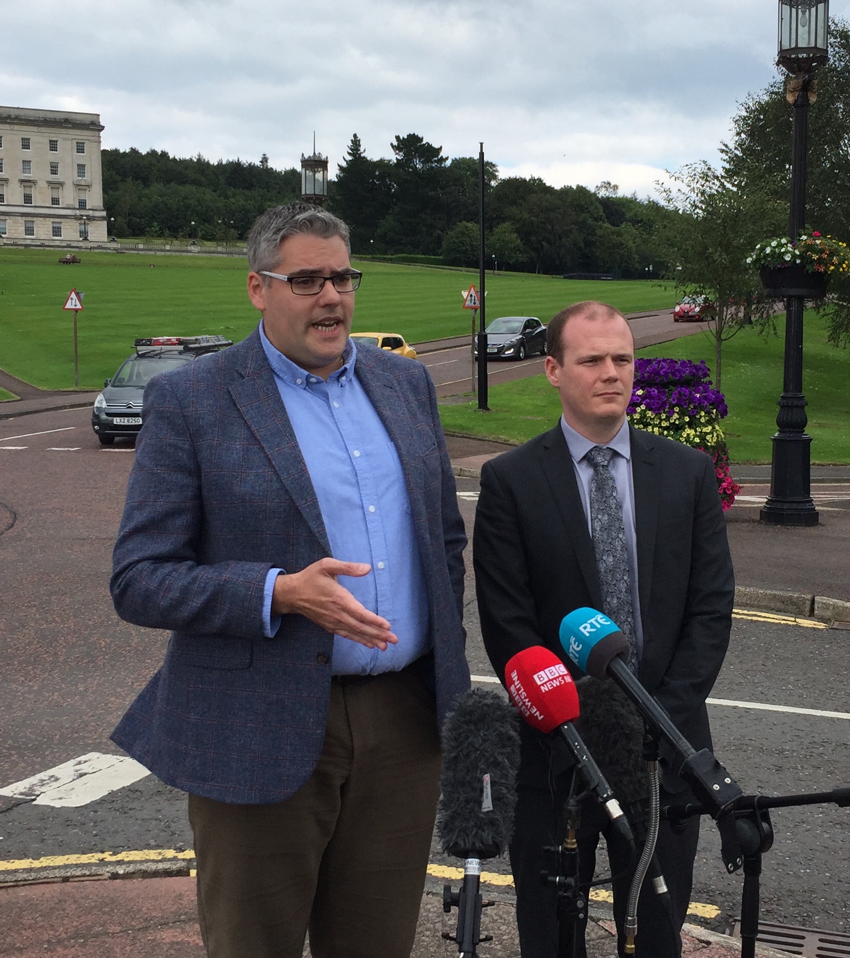 DUP MP Gavin Robinson with party MLA Gordon Lyons