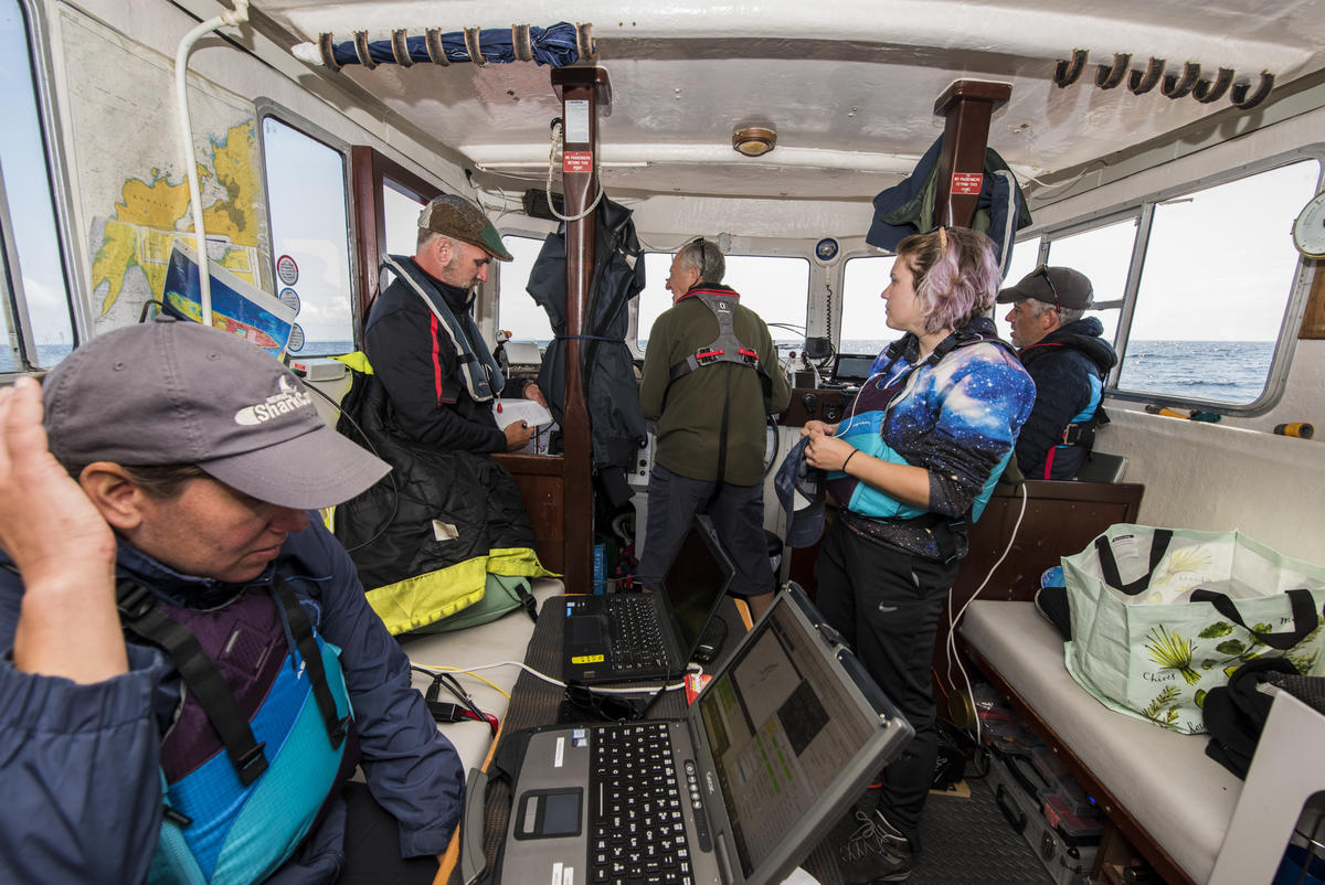 Reserach team on boat