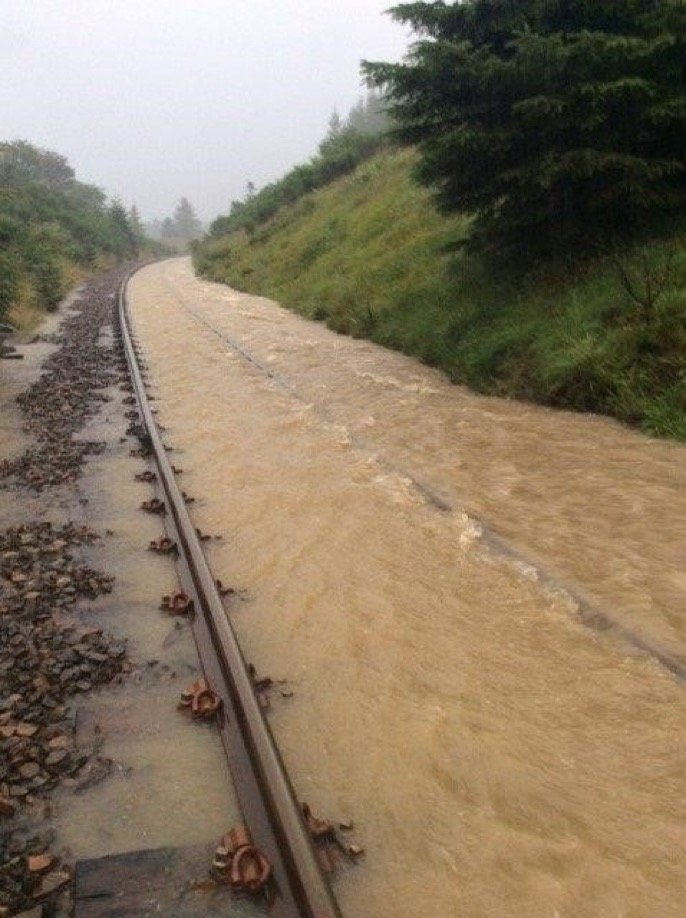 Flooded train track