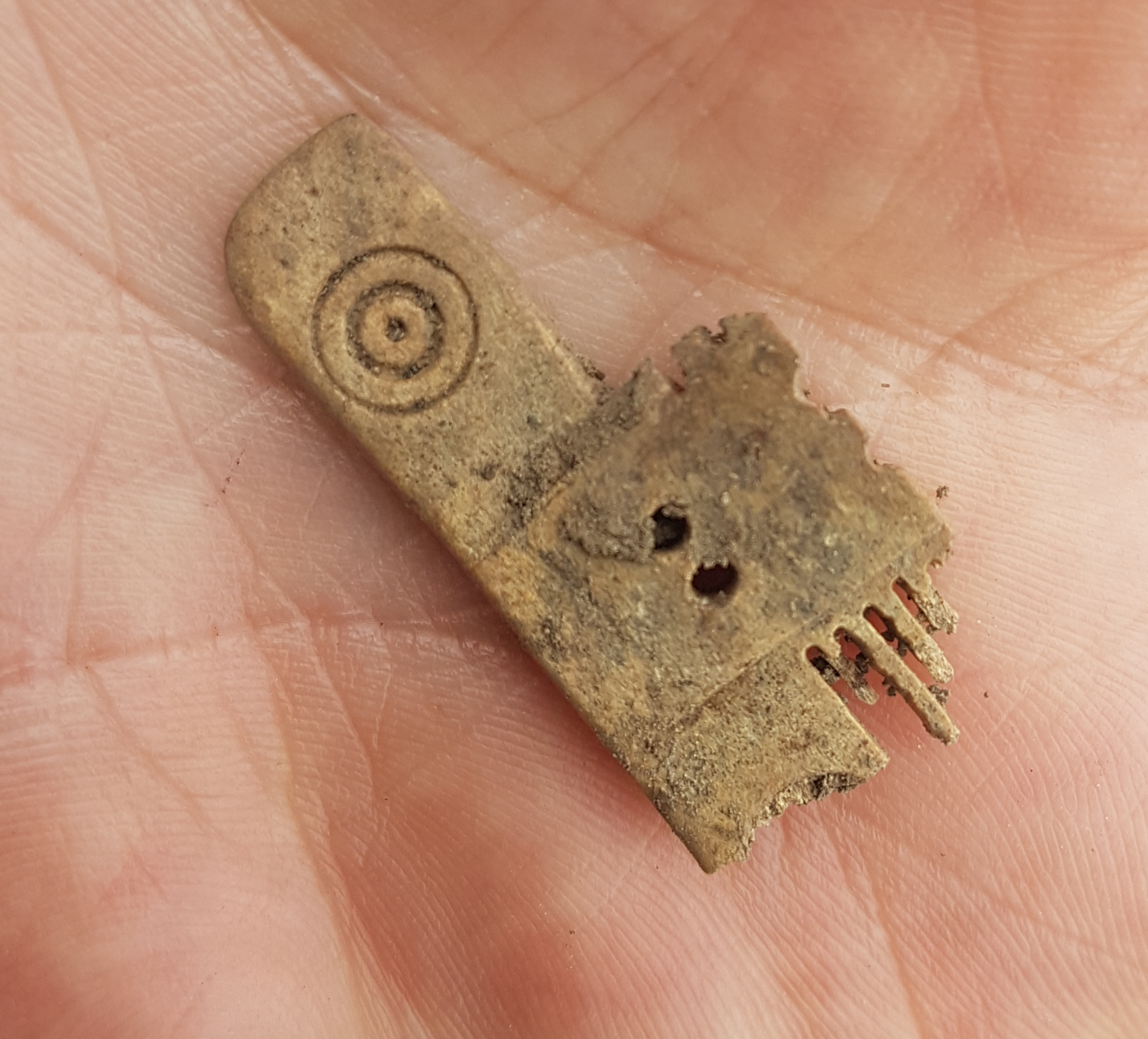 Viking bone comb fragment