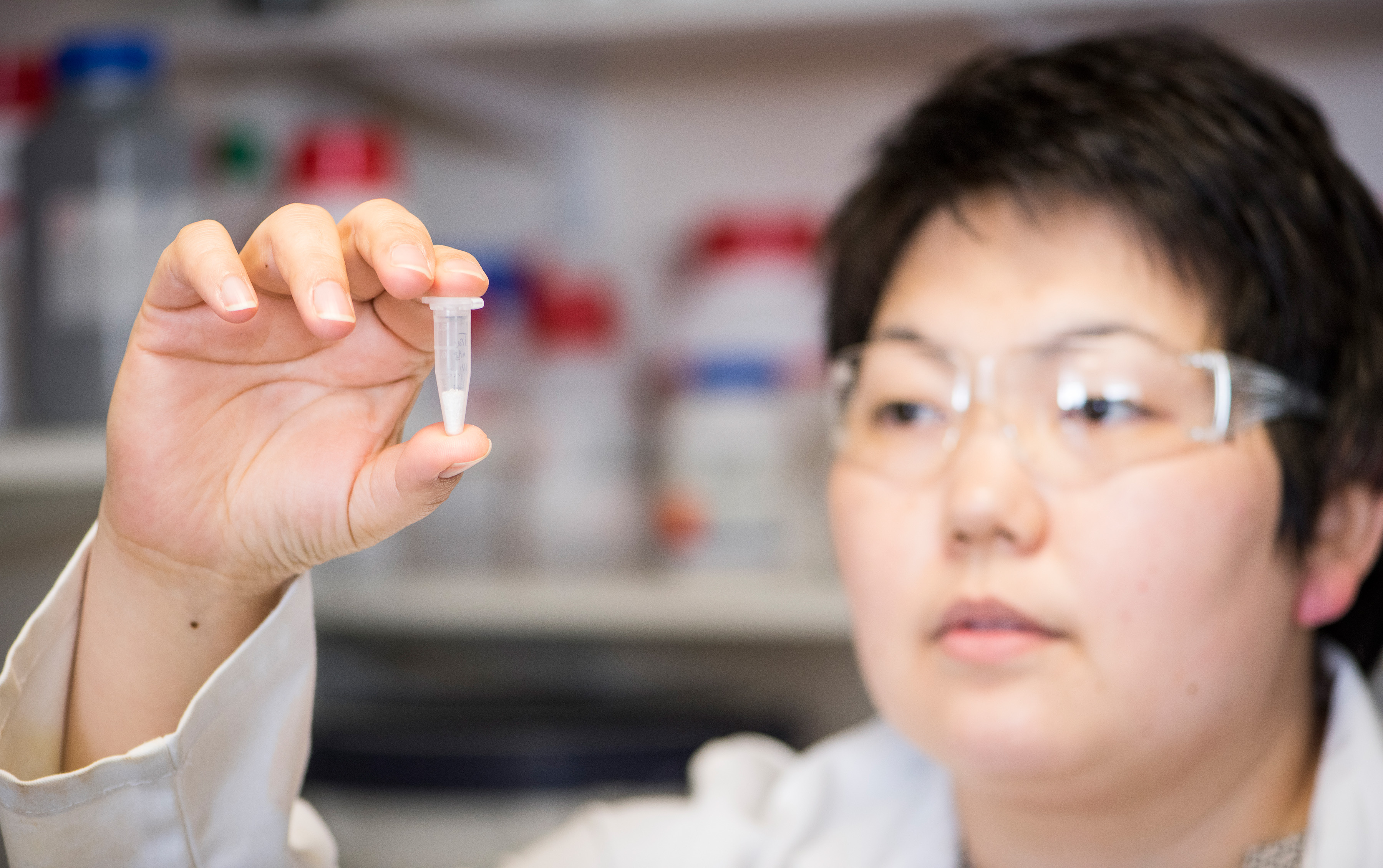 Dr Asel Sartbaeva with a vial of ensilicated protein (University of Bath/PA)