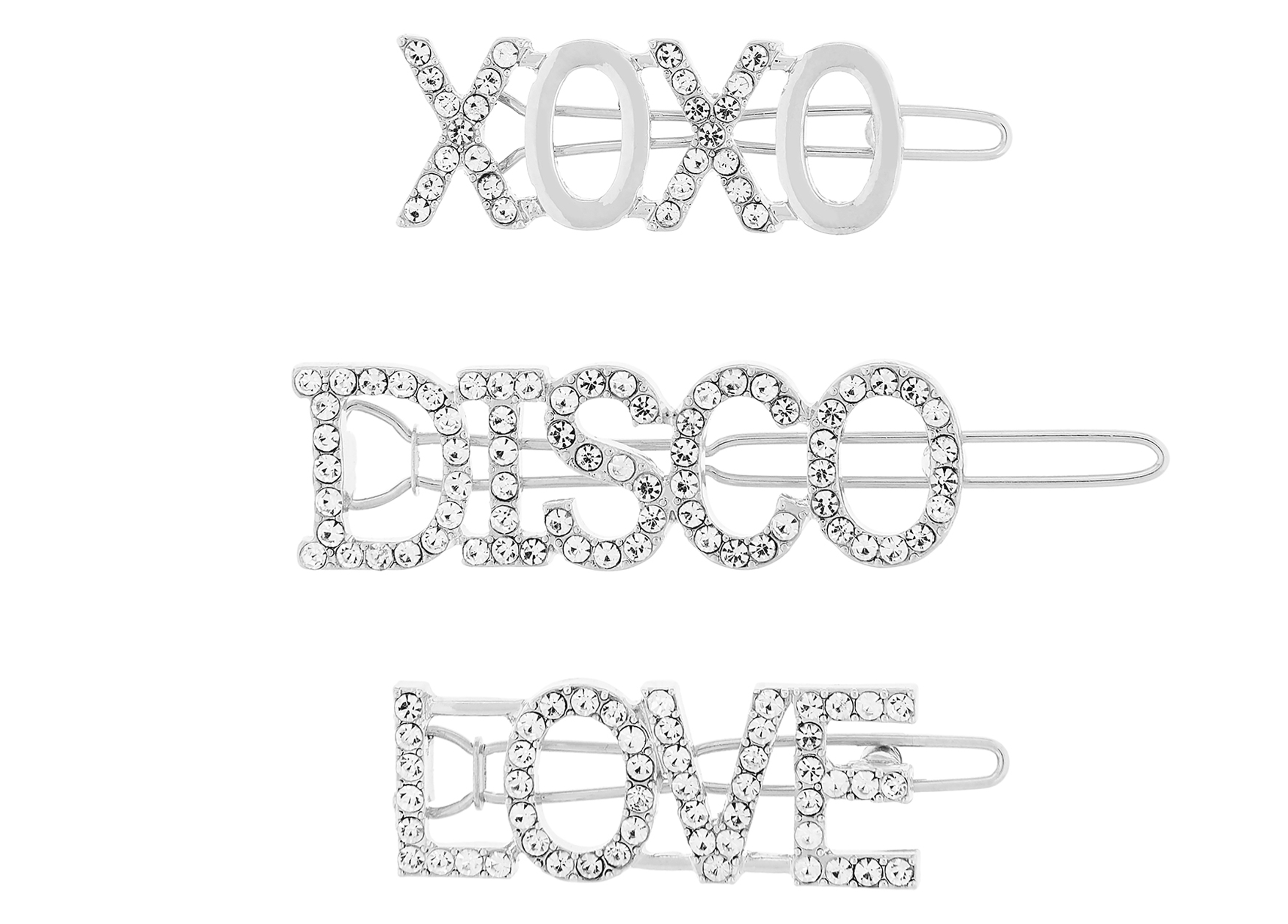 Accessorize Disco Slogan Diamante Hair Slides