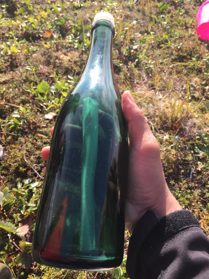 A message in a bottle found by Tyler Ivanoff