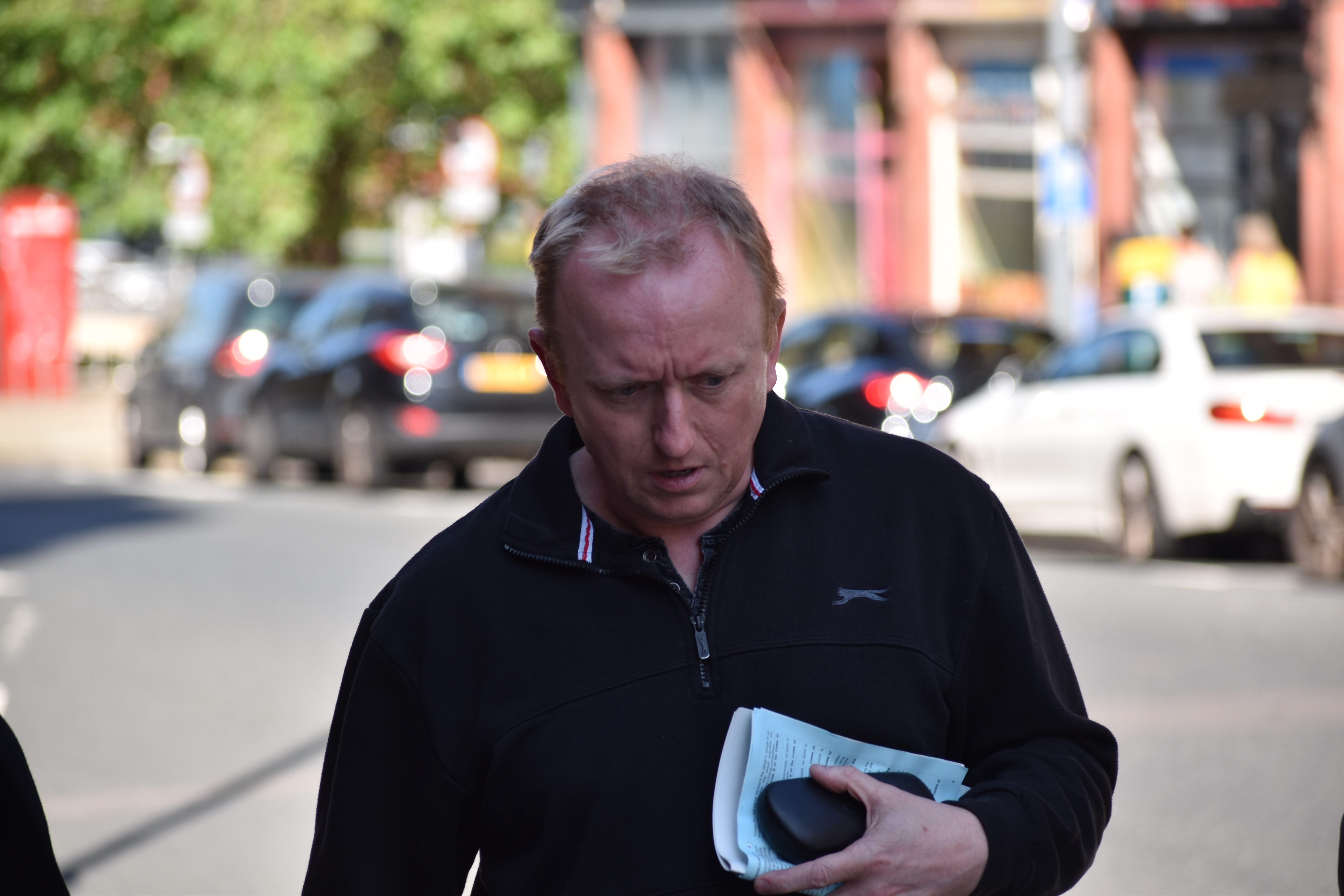 West Midlands Police sergeant Stephen Shaw leaving Birmingham Magistrates' Court after pleading guilty to child grooming offences. (Photo credit: Matthew Cooper/PA)