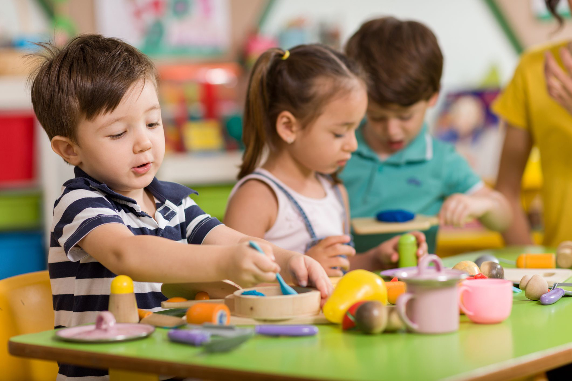 Children playing in a classroom