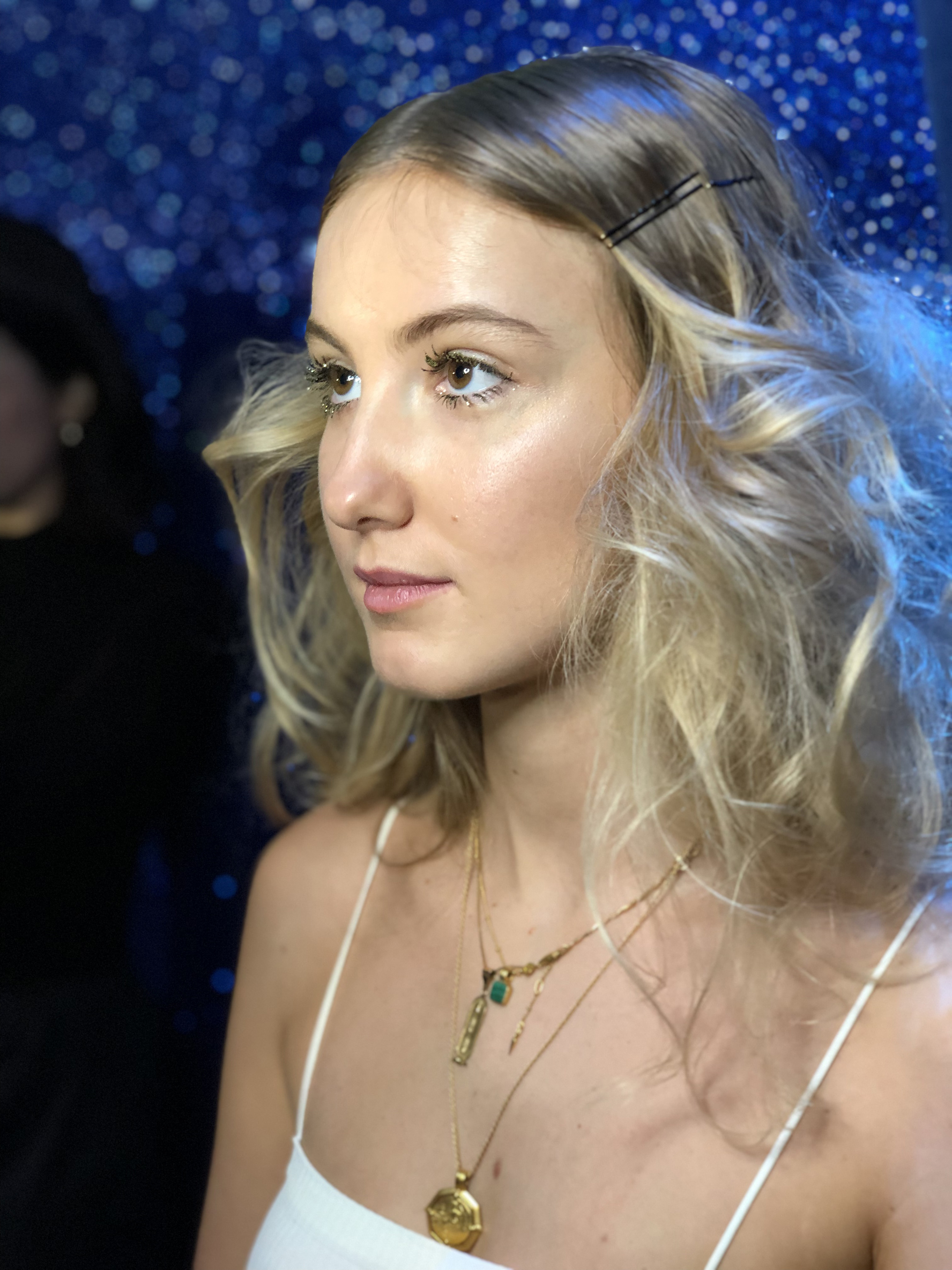 model backstage at Rixo AW19