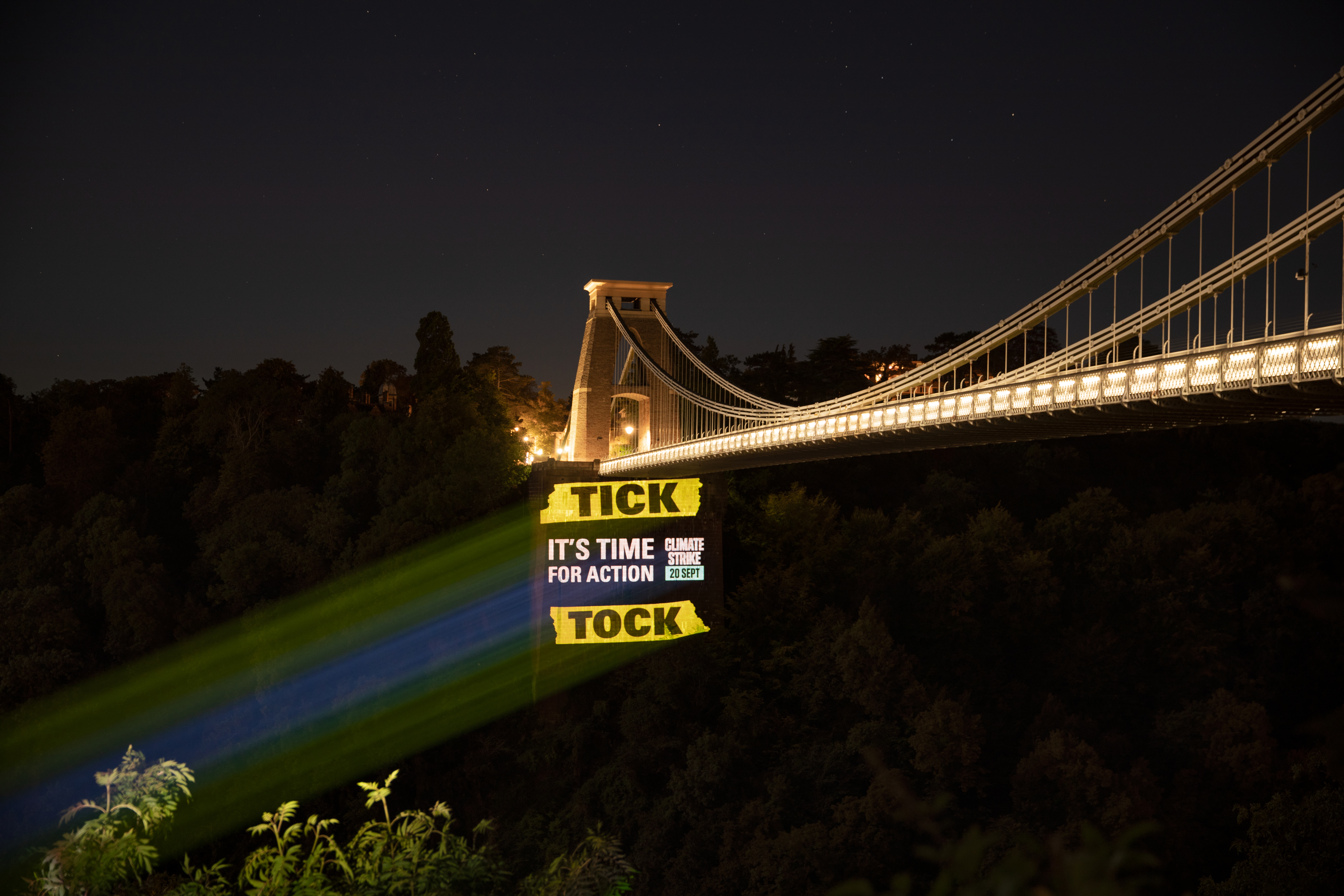 Clifton Suspension Bridge was lit up to promote the strikes on Friday (Ben Allen)