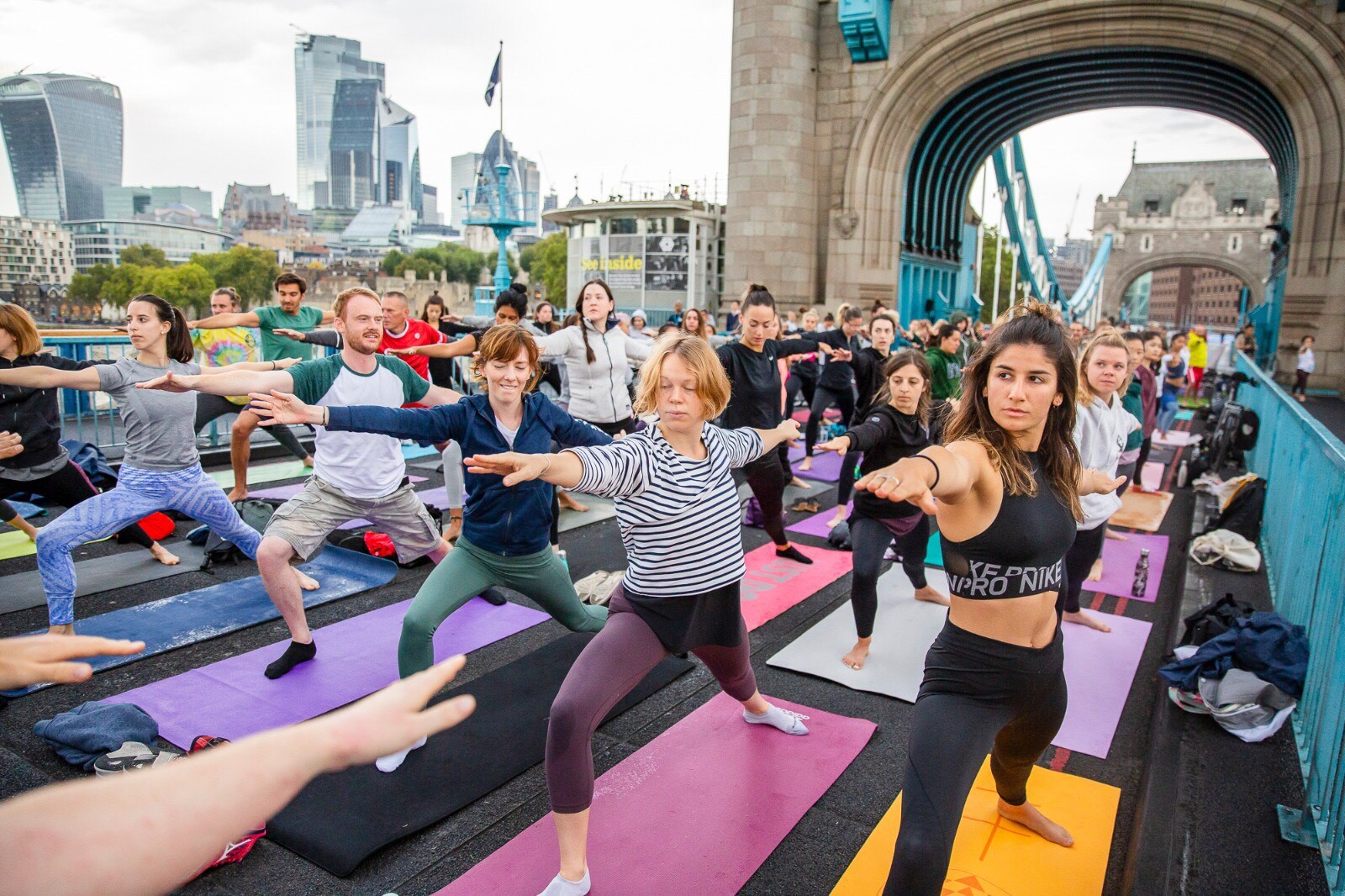 Reimagine Sunrise Flow yoga takes place on Tower Bridge, kicking off Car Free Day on Sunday 22 September