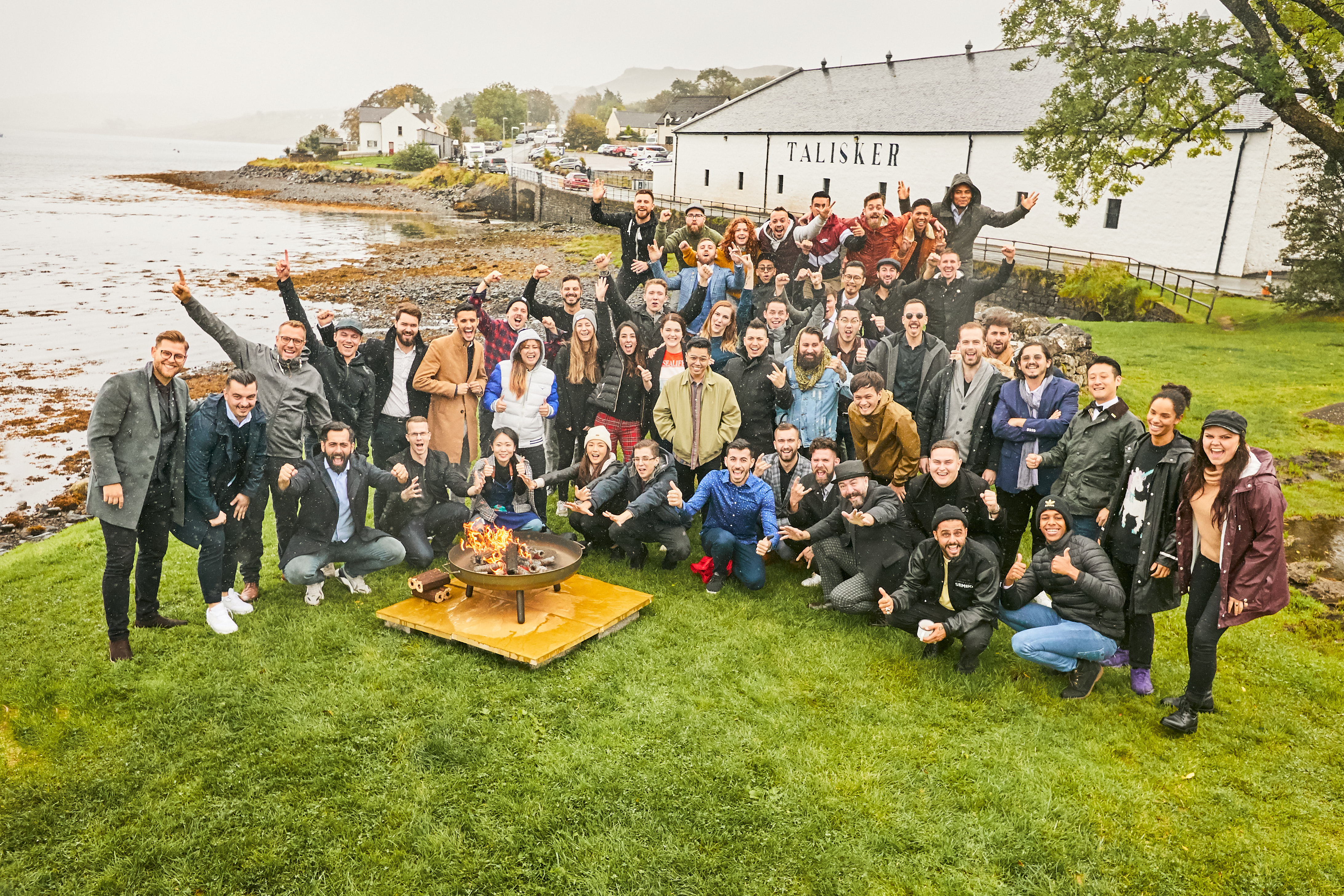 Finalists outside the Talisker distillery