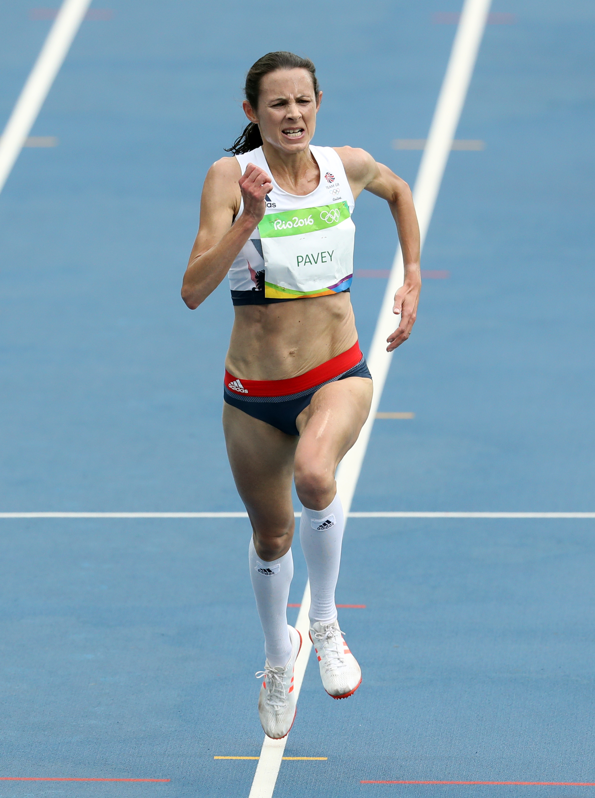 Great Britain's Jo Pavey drives to the finish during the Women's 10000m final at the Olympic Stadium on the seventh day of the Rio Olympics Games, Brazil.