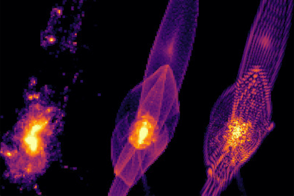 How galaxies form in cold, warm and fuzzy (left to right) dark matter scenarios (Universities of Princeton, Sussex, Cambridge et al/PA)