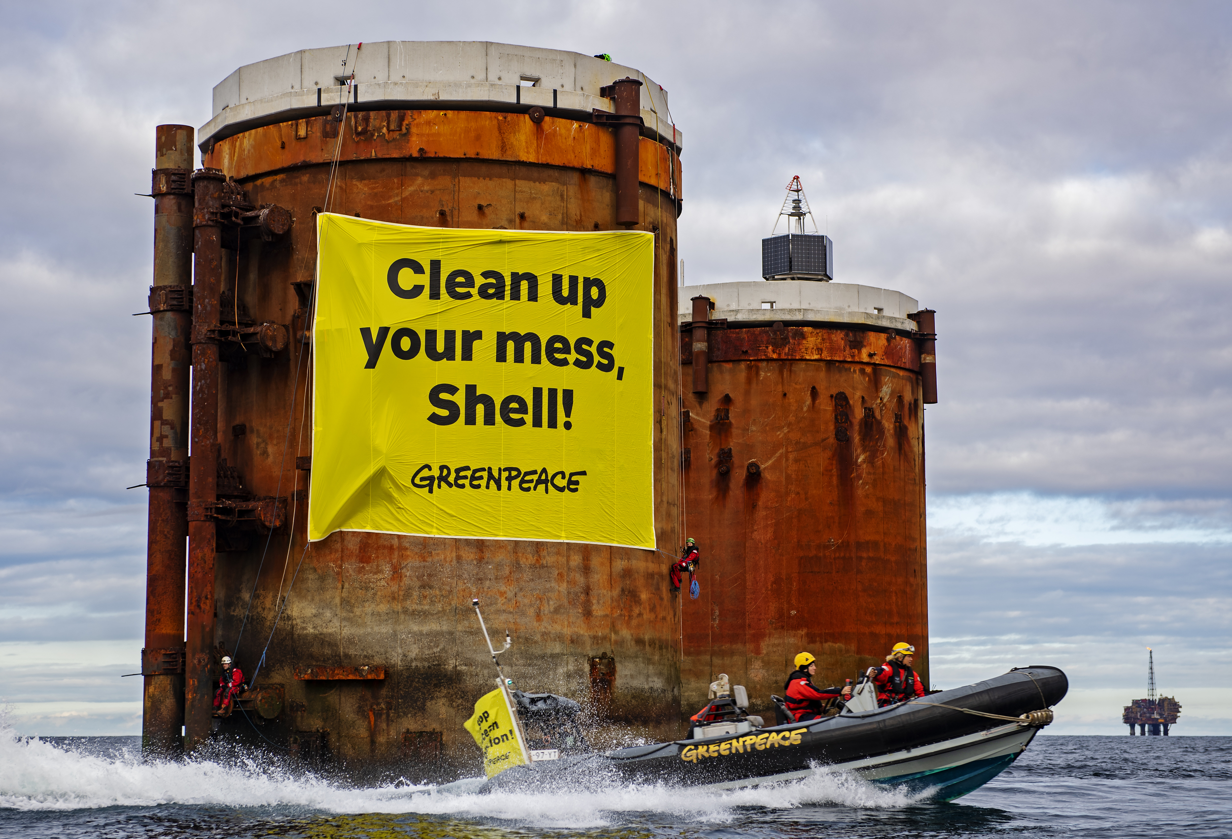 Protests on Shell Brent Oil Platforms in the North Sea