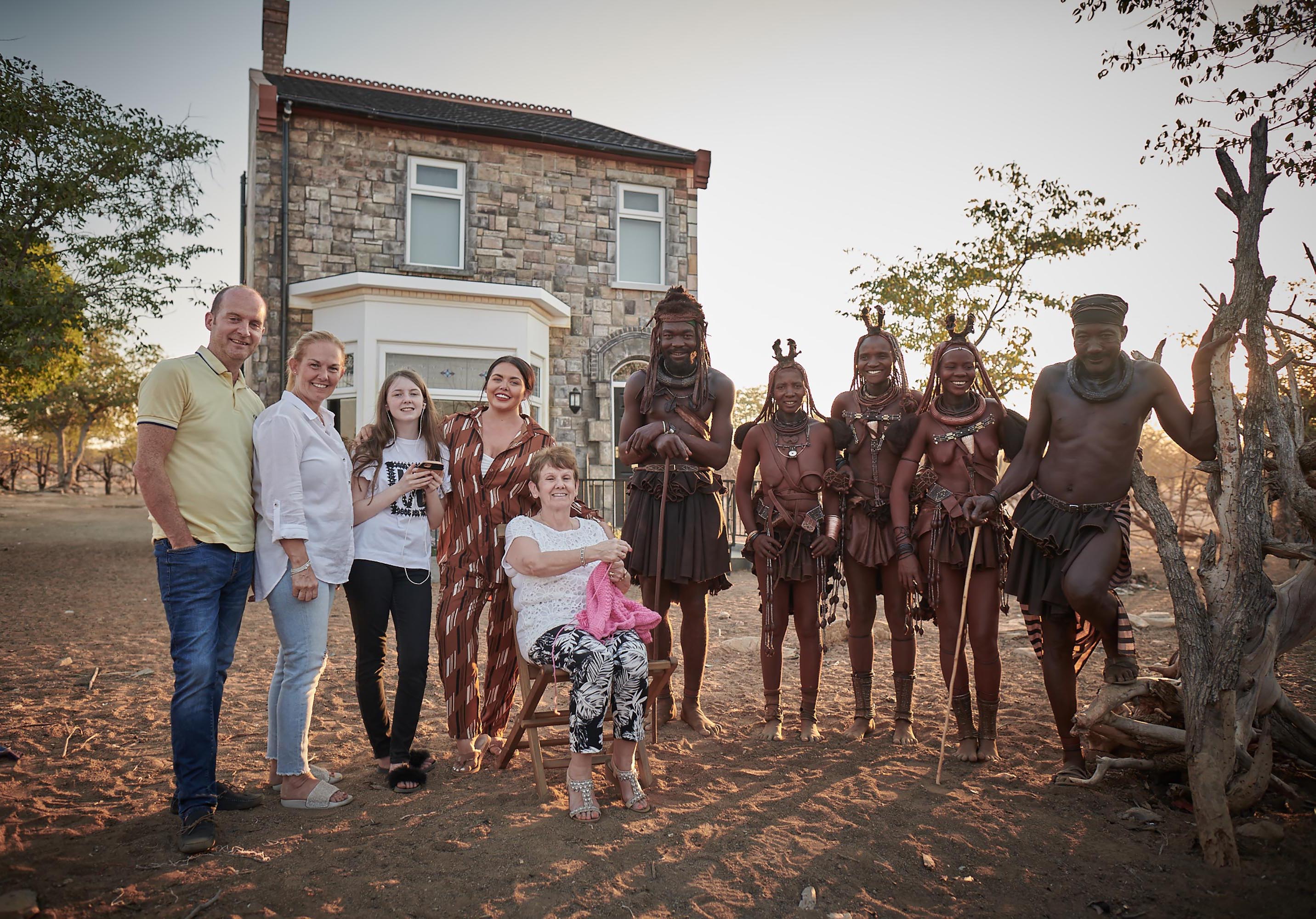 Scarlett Moffatt and family with Mboki, Muvii, Ueripanga, Kaitaarua and Kandisiko in The British Tribe Next Door