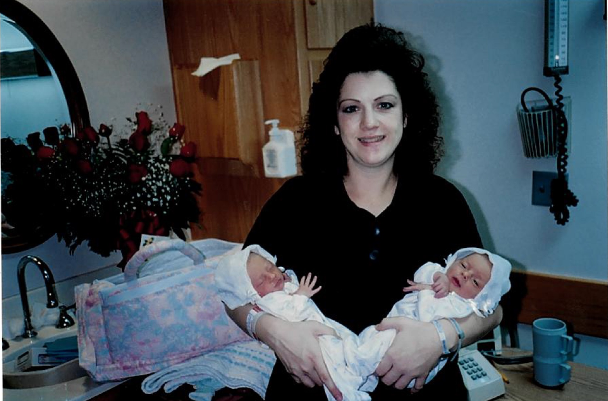 The twin nurses when they were born 26 years ago