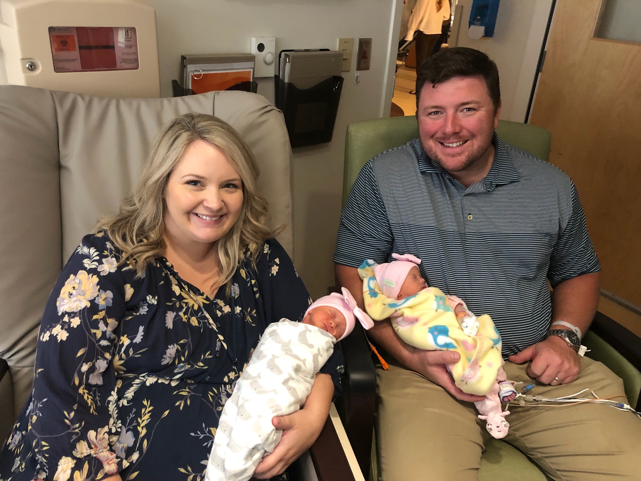 Rebecca and Brannan Williams with their twin daughters 