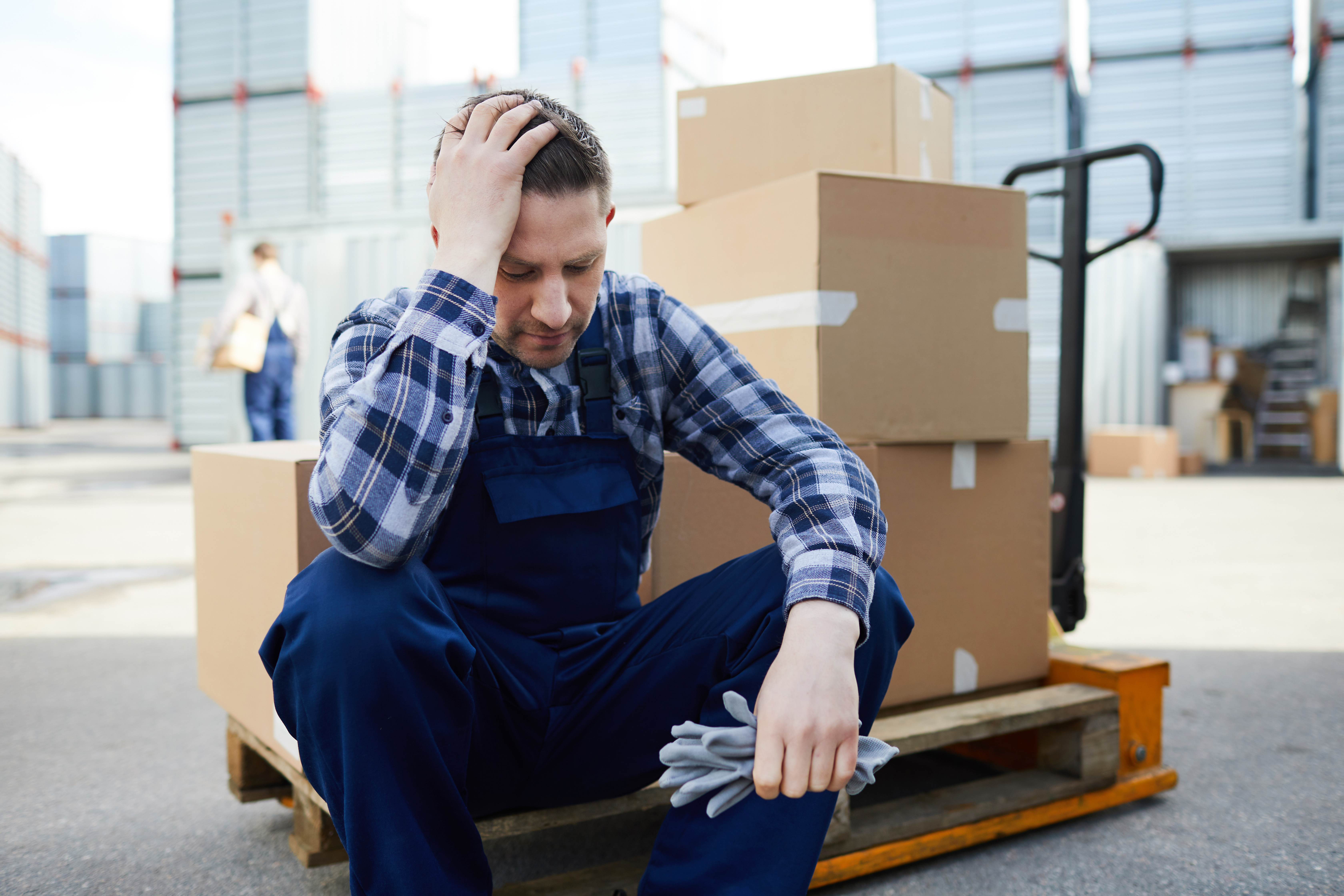 Tired mover at cargo storage area