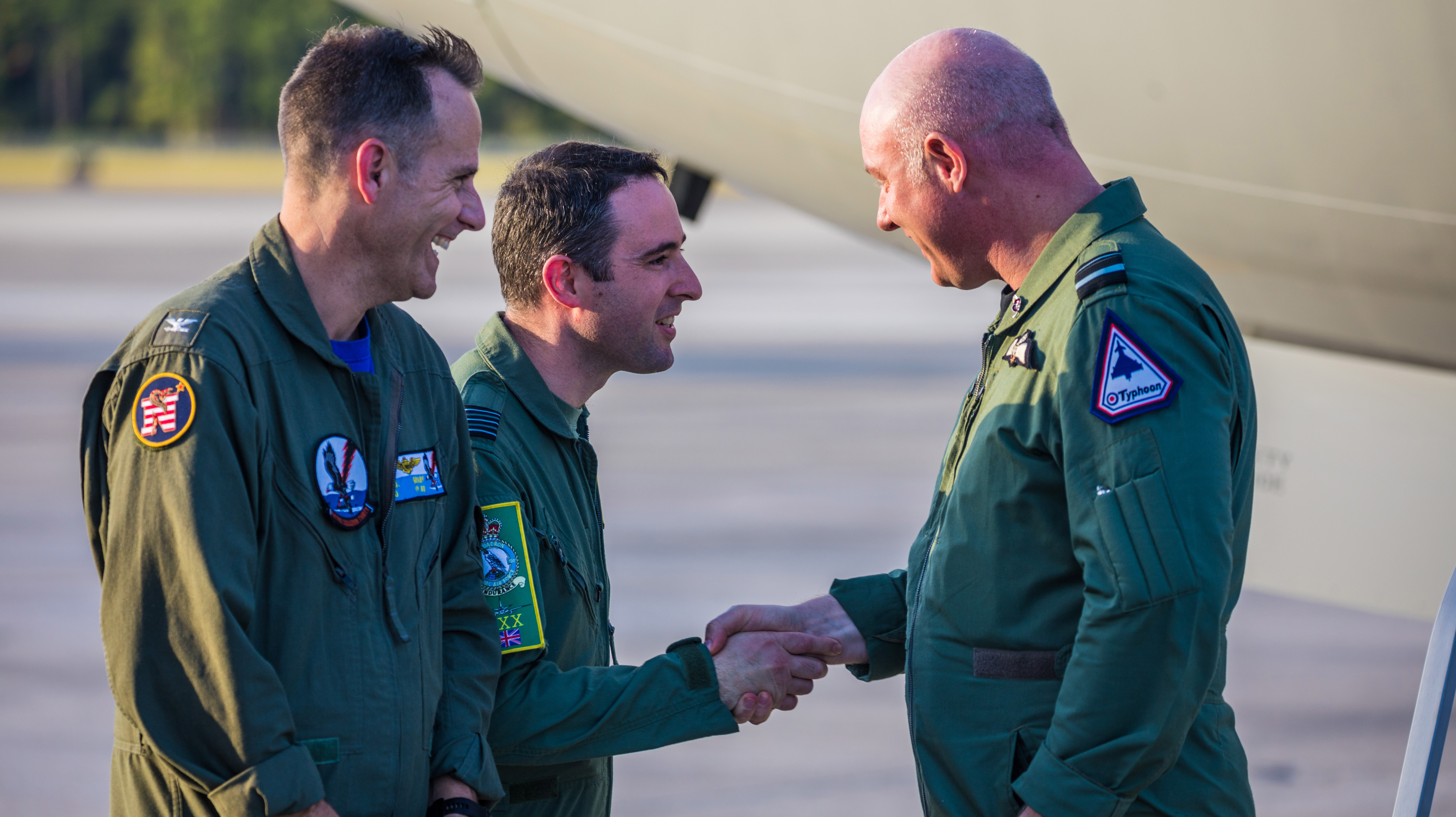 RAF crew shaking hands